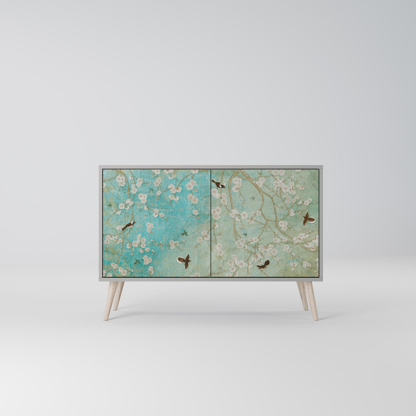 BLOOMING CHARM 2-Door Sideboard in Grey Finish