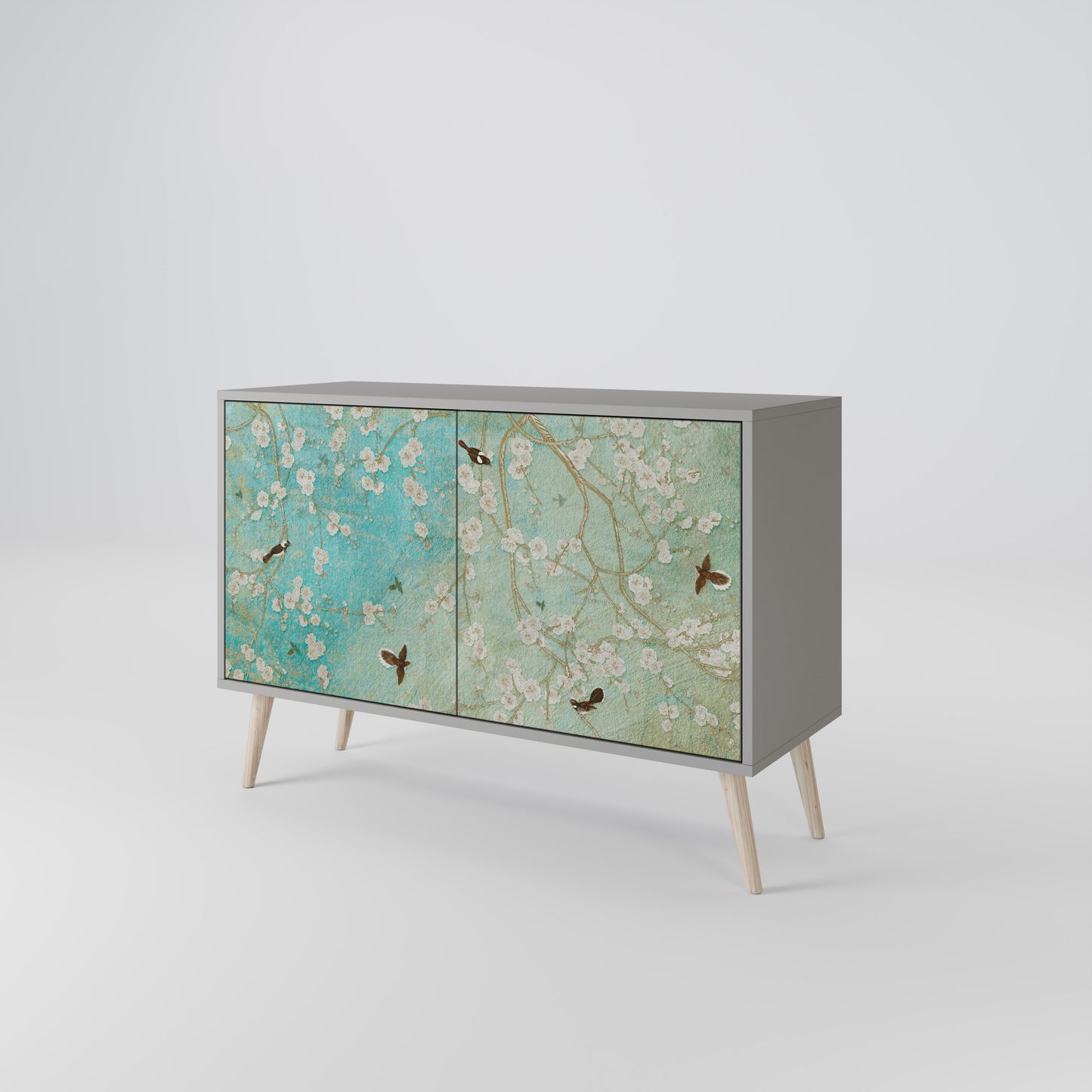 BLOOMING CHARM 2-Door Sideboard in Grey Finish