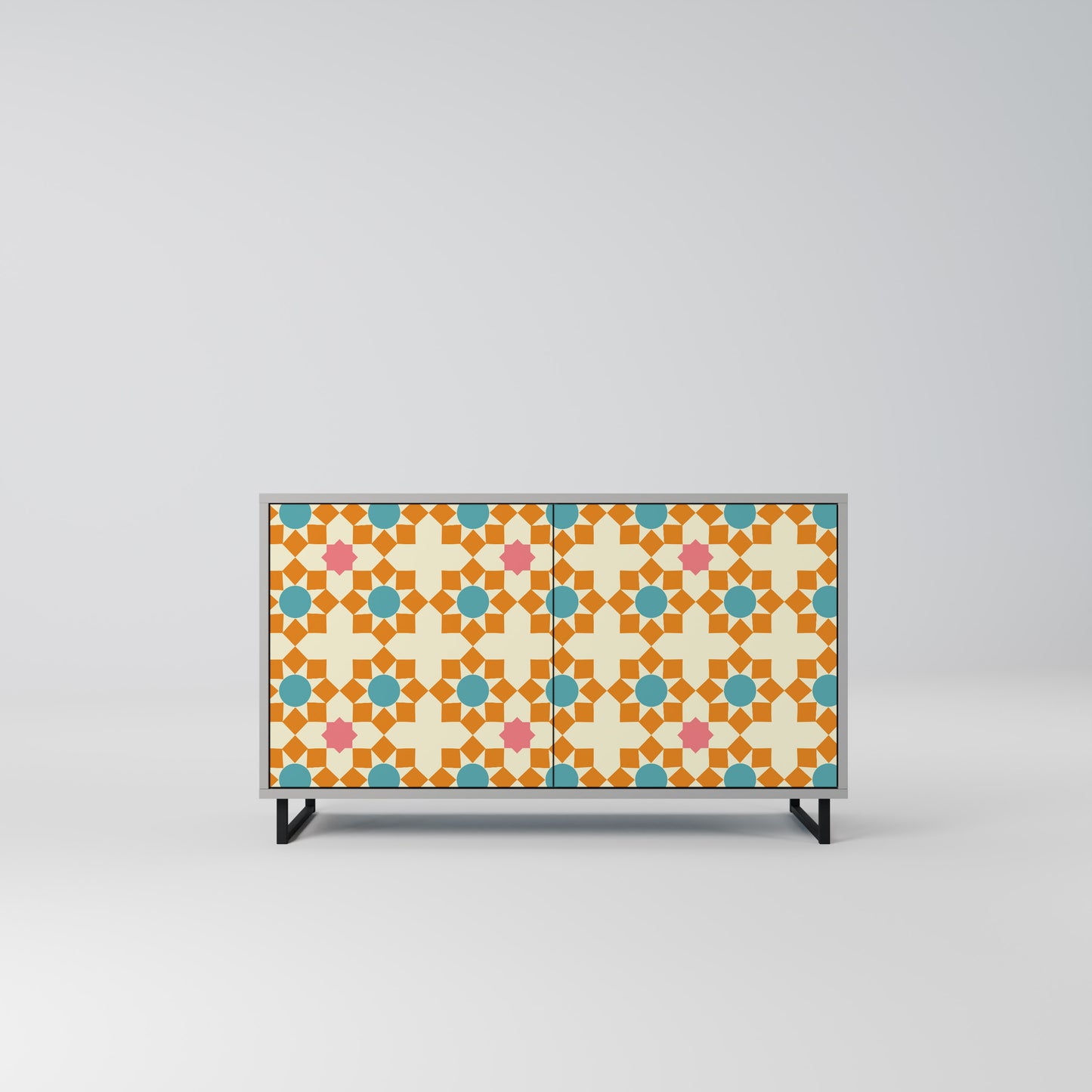 FLORAL DECOR 2-Door Sideboard in Grey Finish