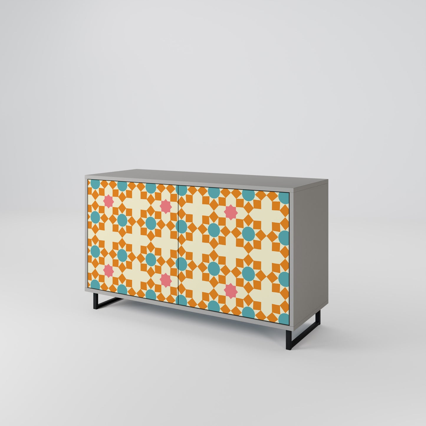 FLORAL DECOR 2-Door Sideboard in Grey Finish