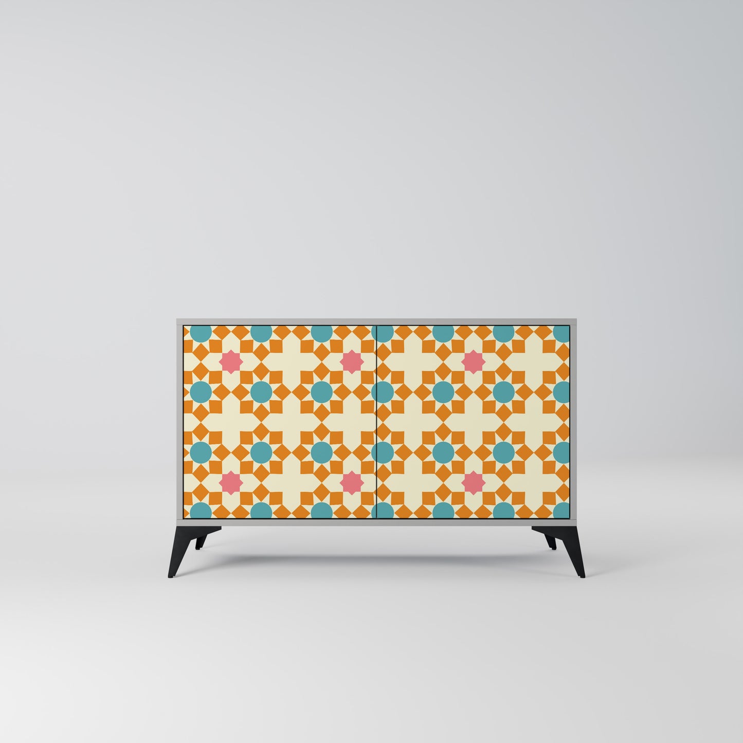 FLORAL DECOR 2-Door Sideboard in Grey Finish