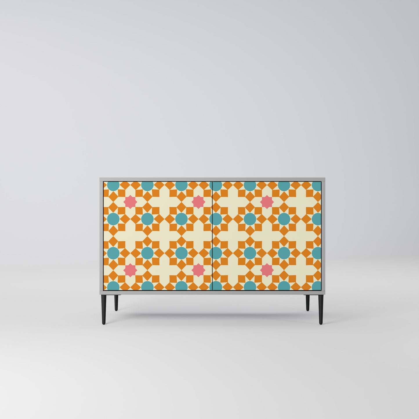 FLORAL DECOR 2-Door Sideboard in Grey Finish