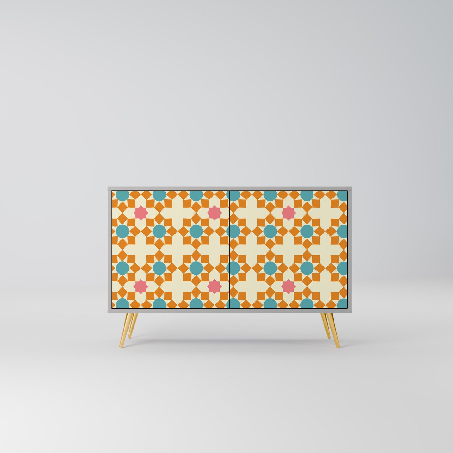 FLORAL DECOR 2-Door Sideboard in Grey Finish