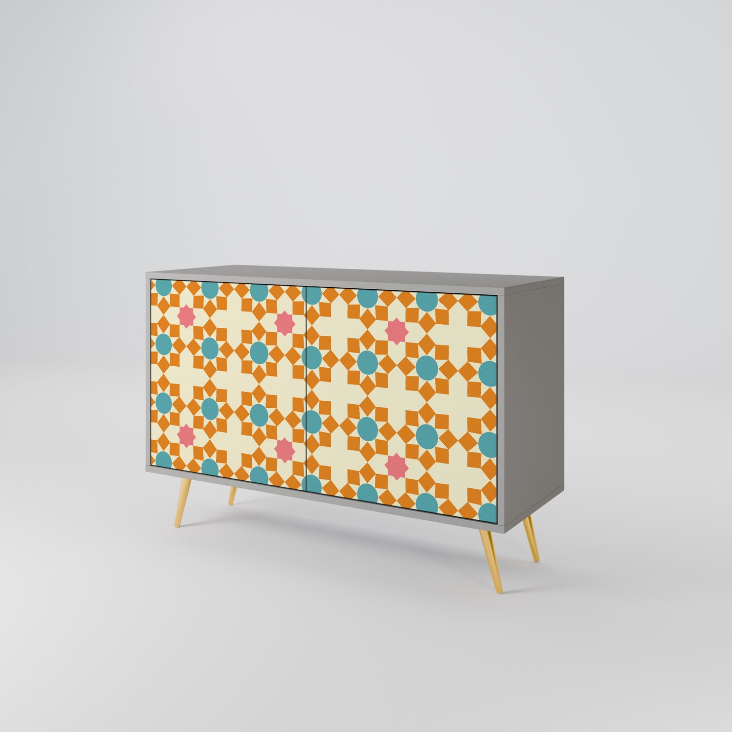 FLORAL DECOR 2-Door Sideboard in Grey Finish
