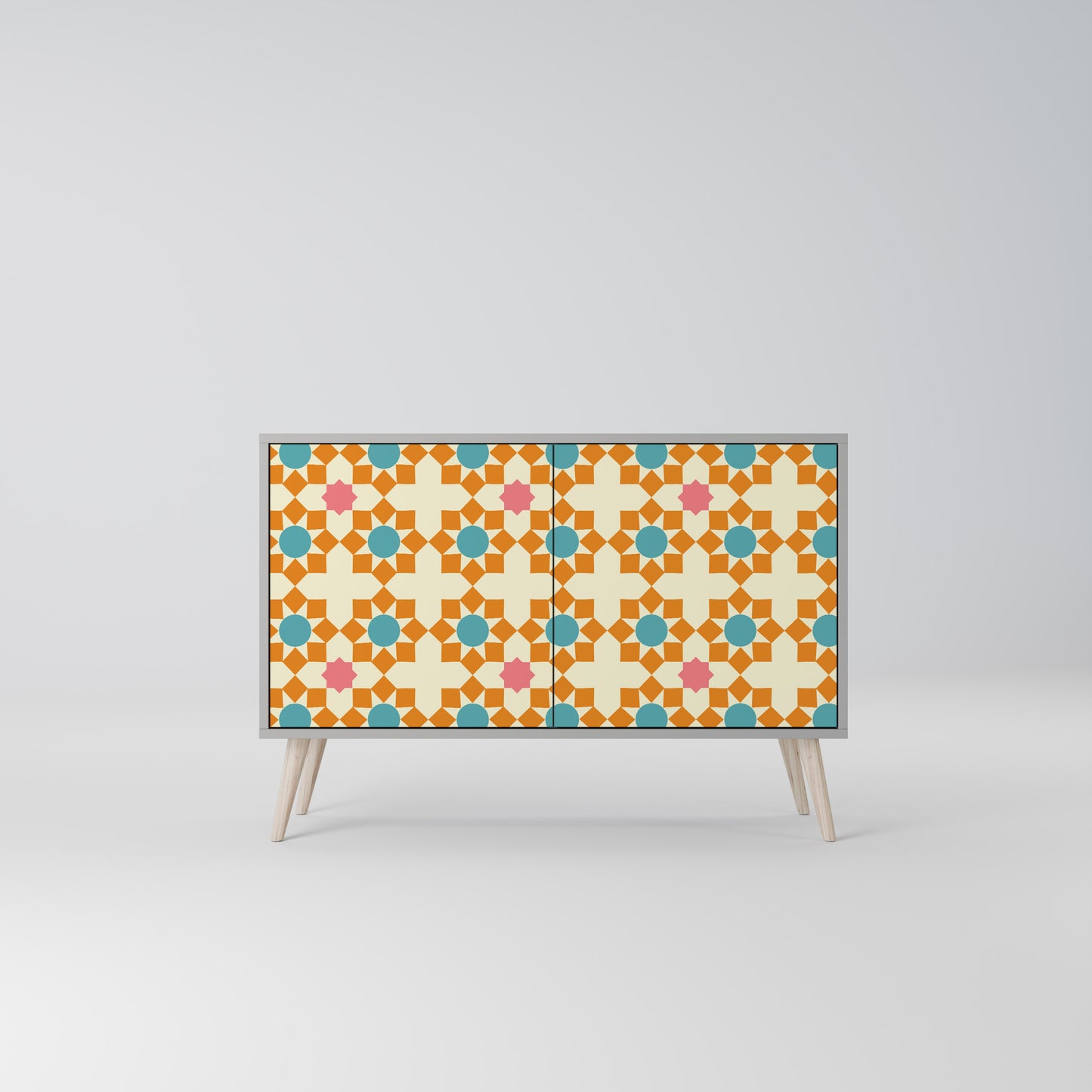 FLORAL DECOR 2-Door Sideboard in Grey Finish