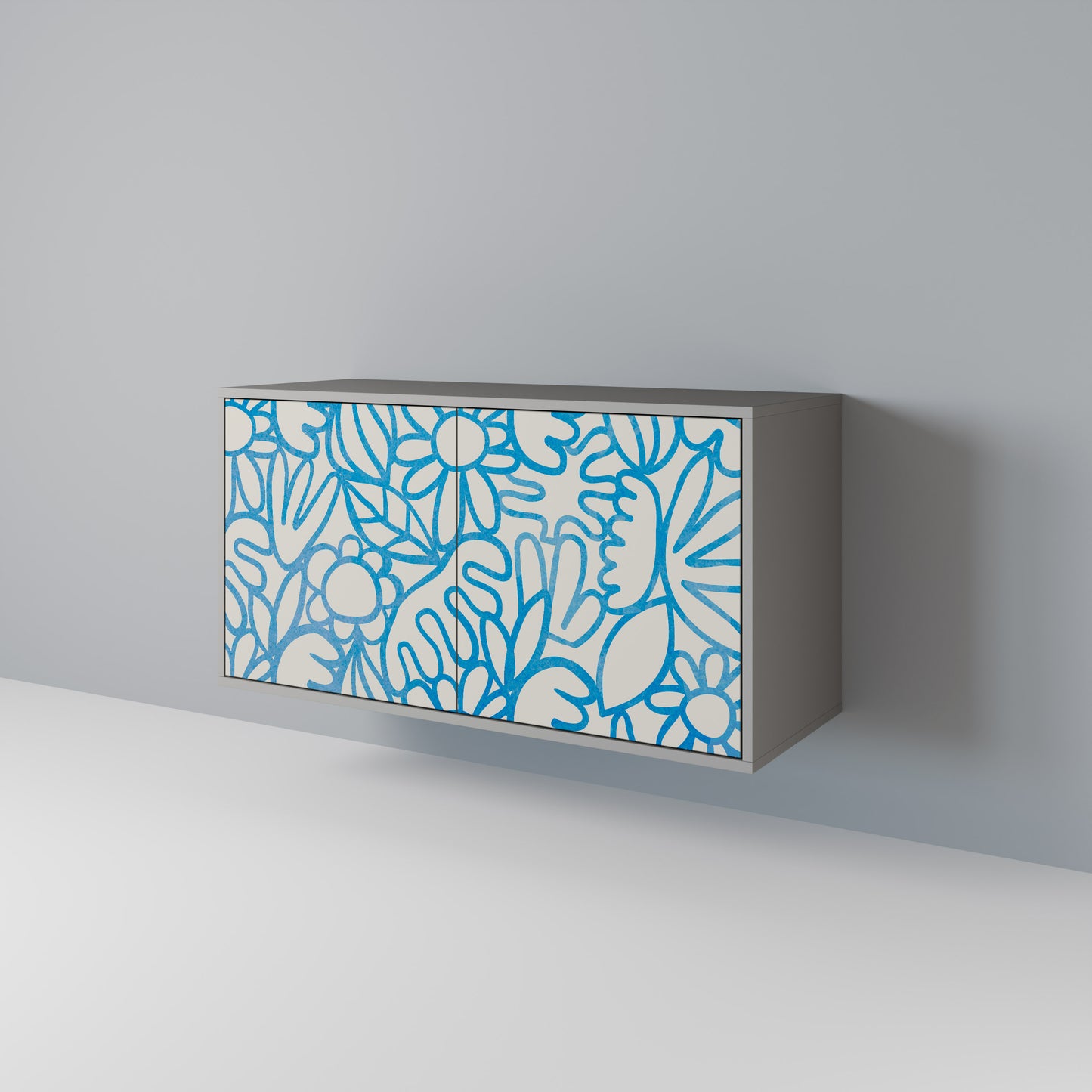 BLOOMY MORNING 2-Door Sideboard in Grey Finish