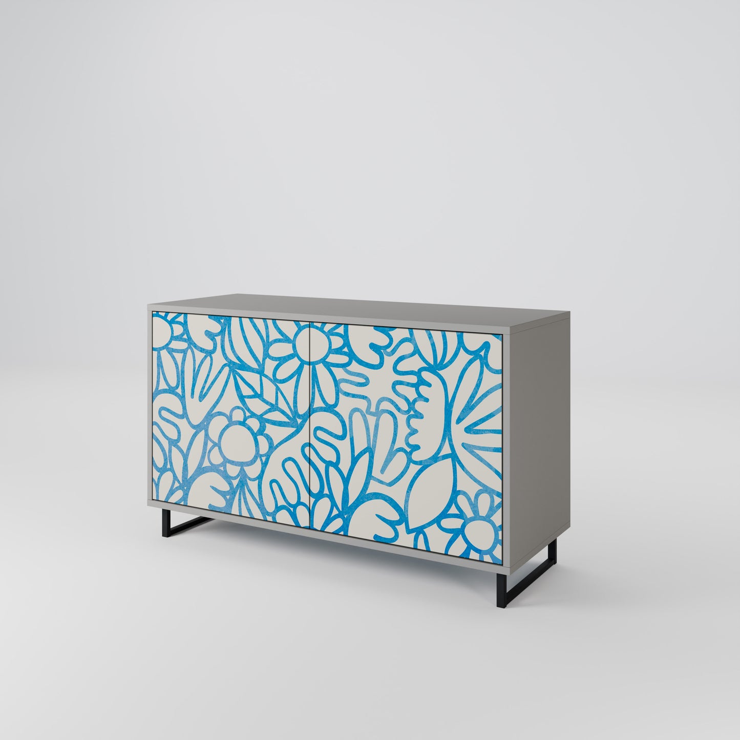 BLOOMY MORNING 2-Door Sideboard in Grey Finish
