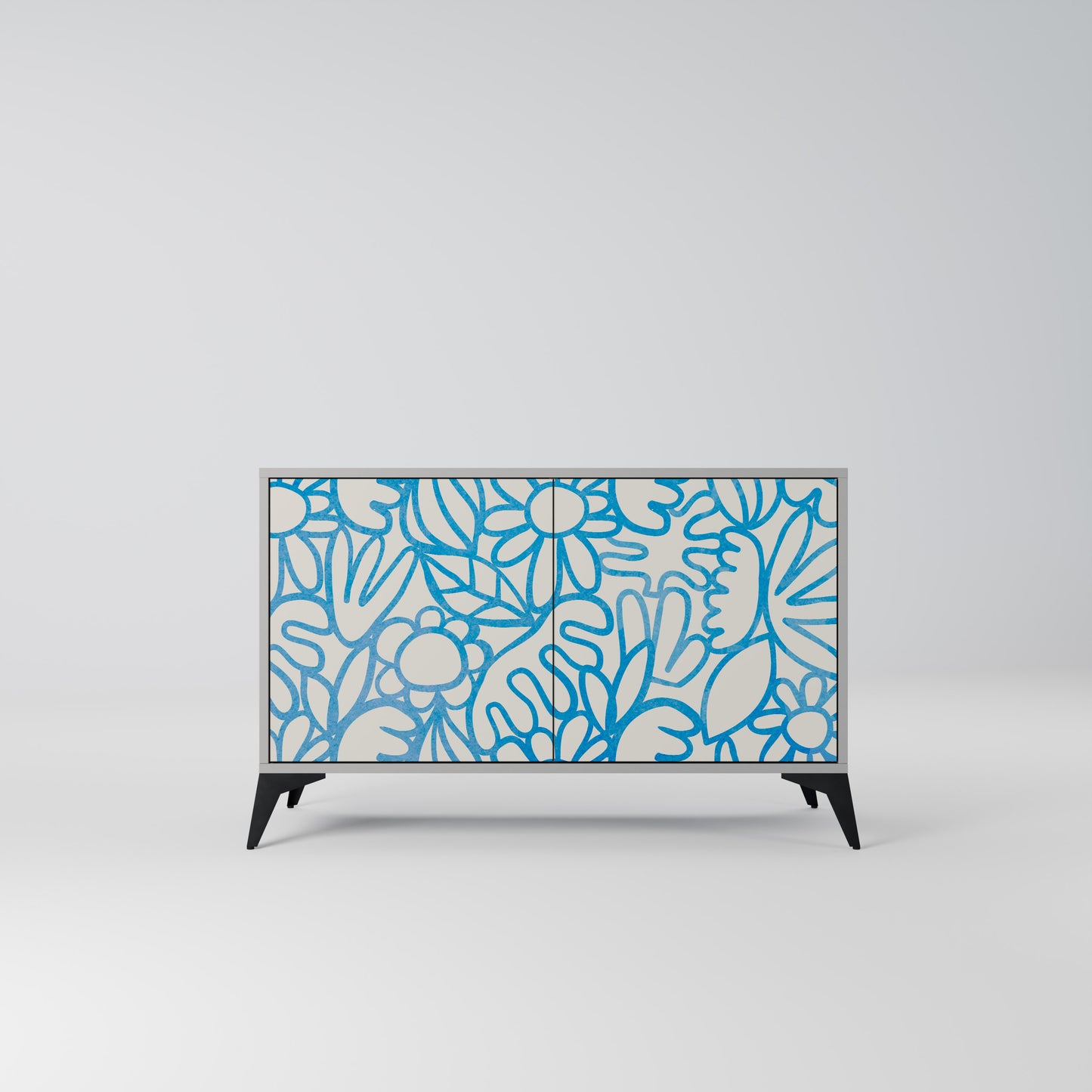 BLOOMY MORNING 2-Door Sideboard in Grey Finish
