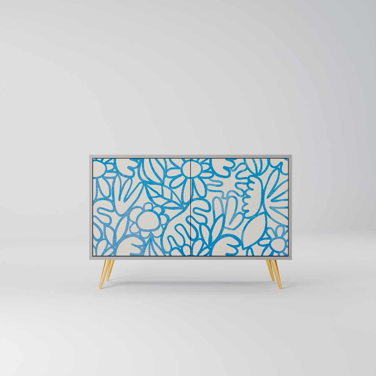 BLOOMY MORNING 2-Door Sideboard in Grey Finish
