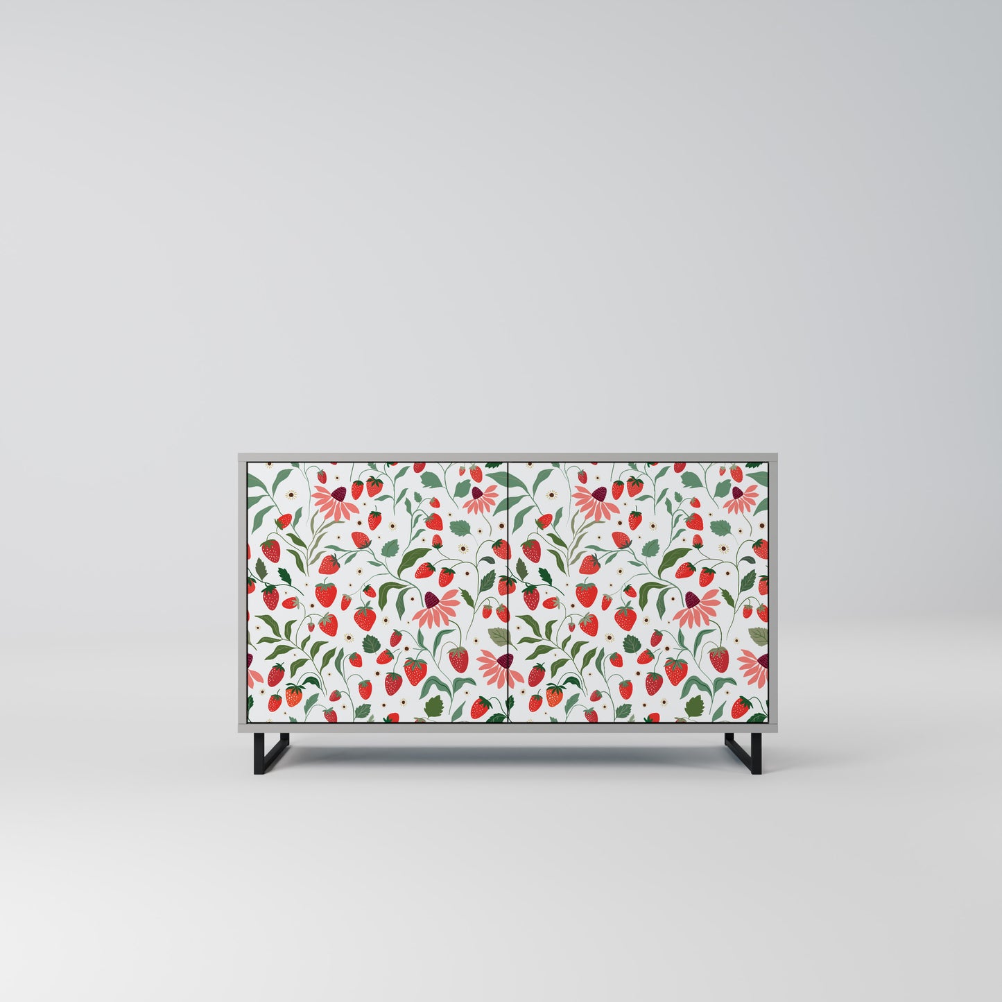 FLOWERS AND STRAWBERRIES 2-Door Sideboard in Grey Finish