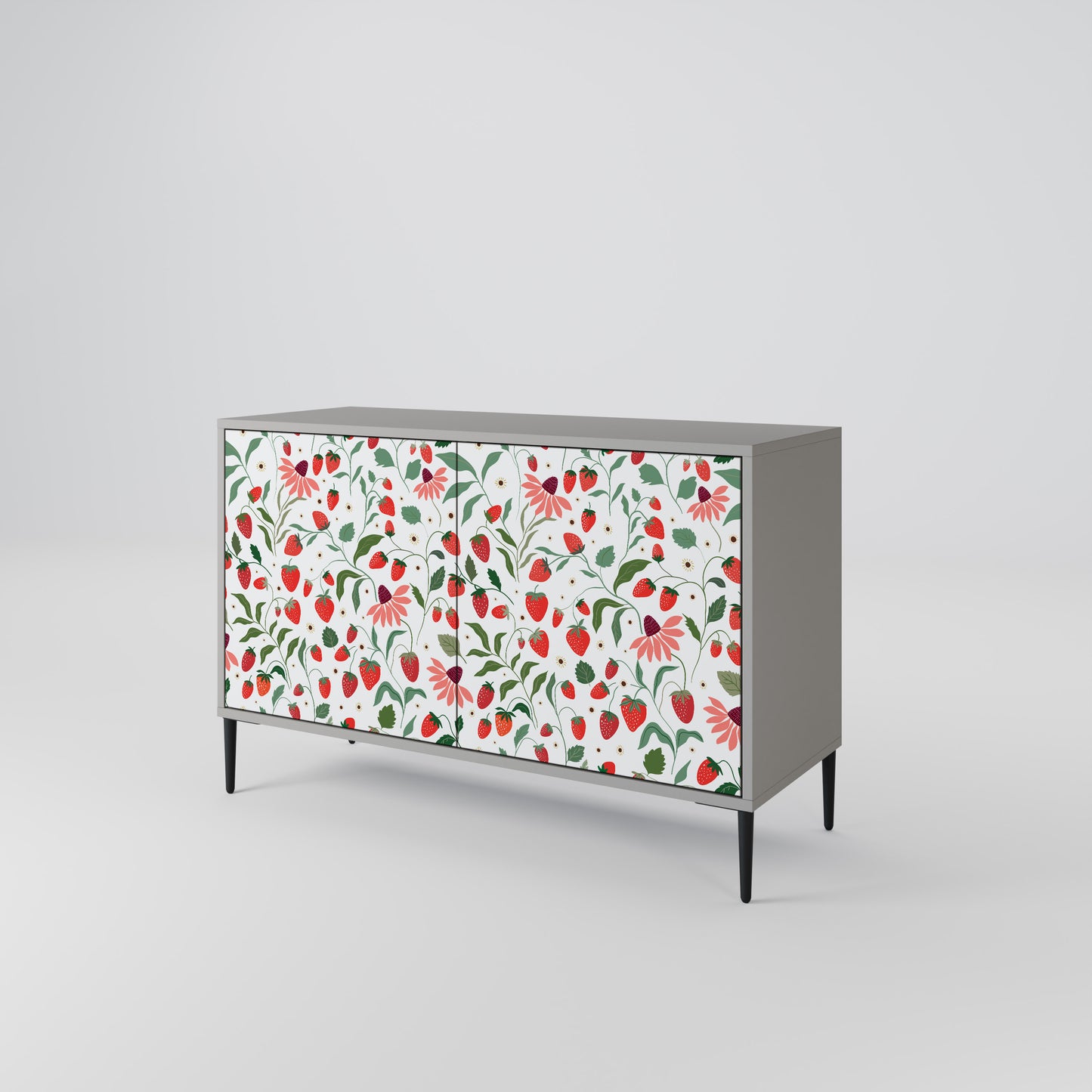 FLOWERS AND STRAWBERRIES 2-Door Sideboard in Grey Finish