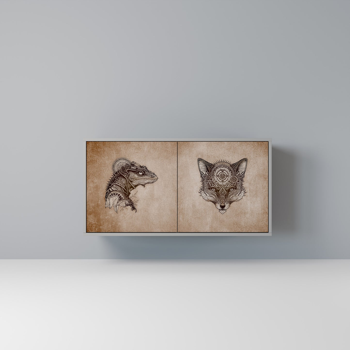 STEAMPUNK CLAN 2-Door Sideboard in Grey Finish