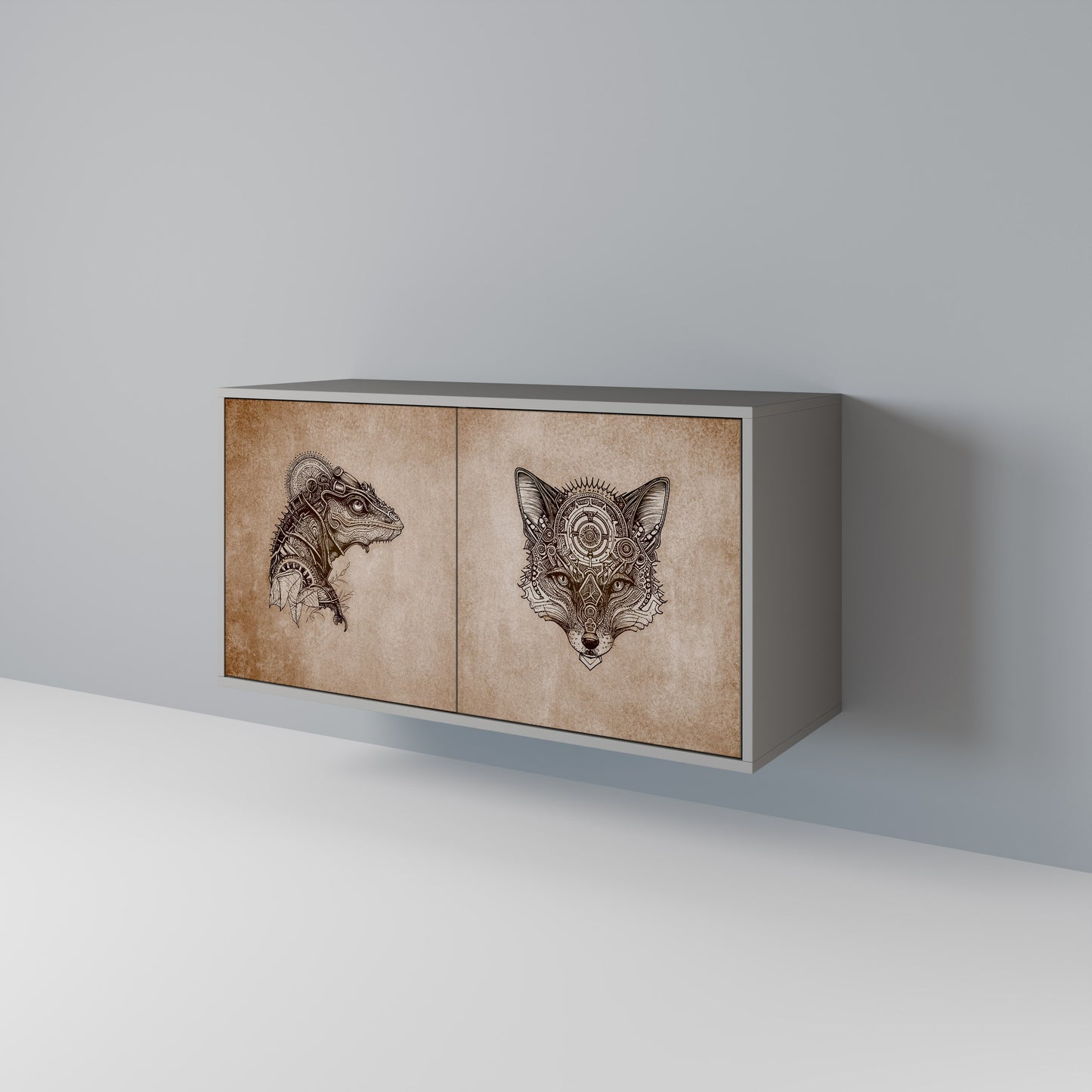 STEAMPUNK CLAN 2-Door Sideboard in Grey Finish