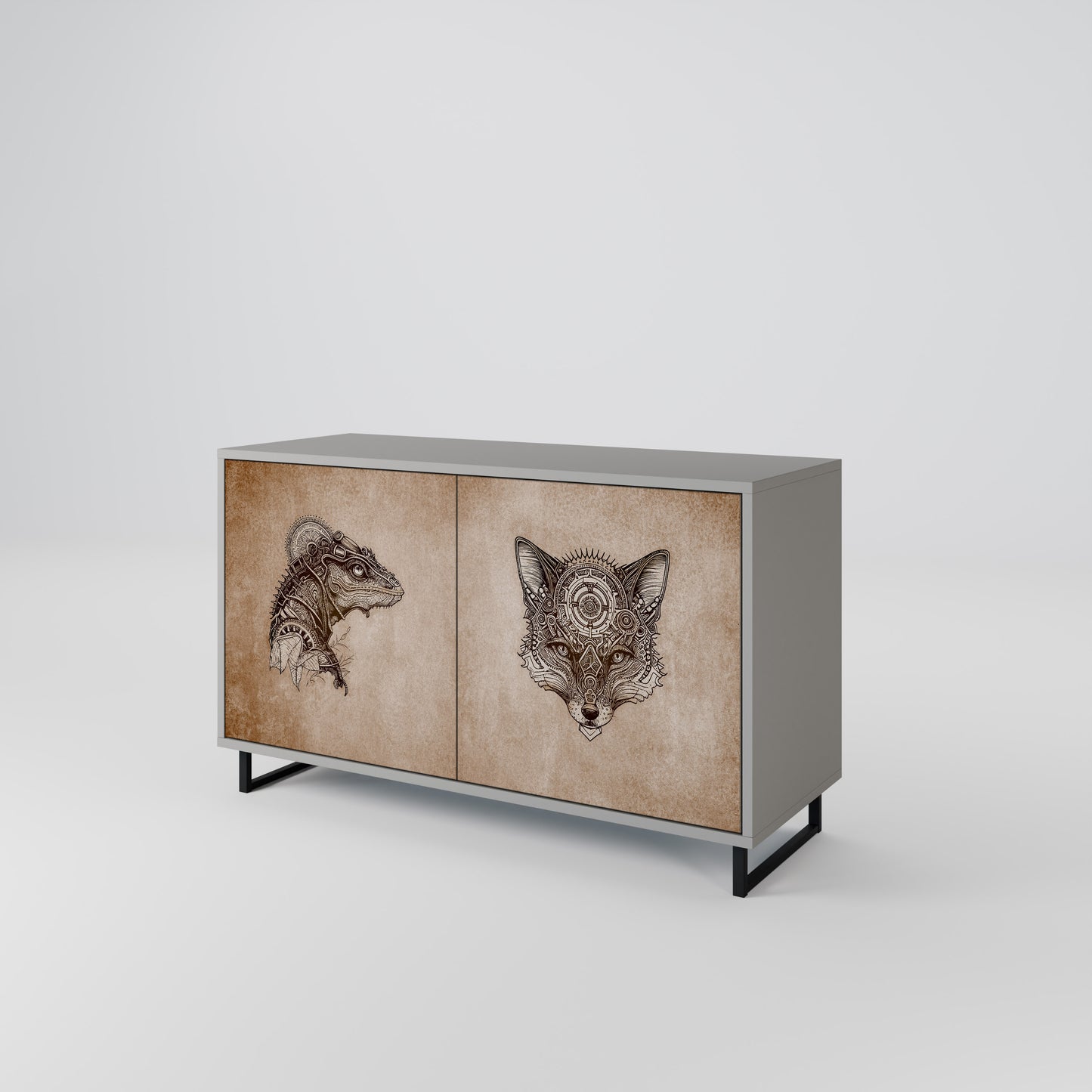 STEAMPUNK CLAN 2-Door Sideboard in Grey Finish