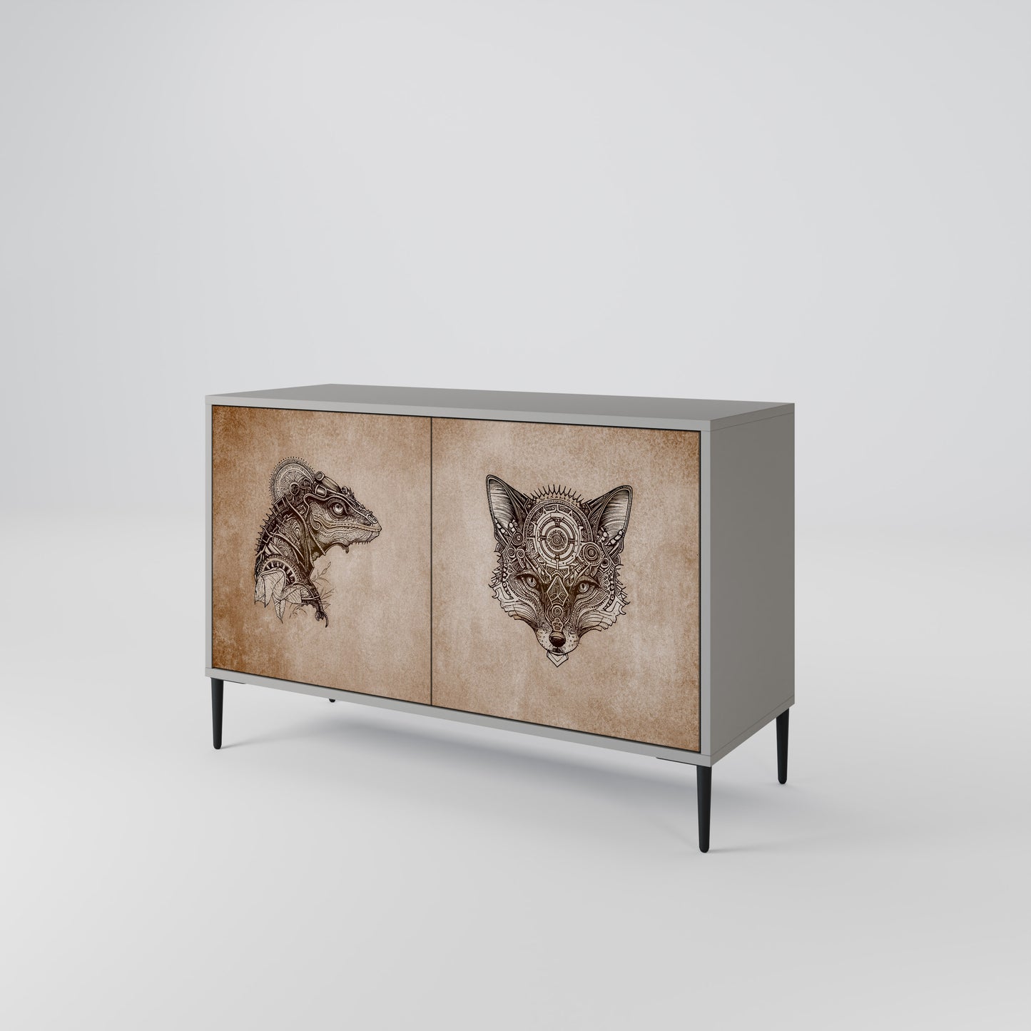 STEAMPUNK CLAN 2-Door Sideboard in Grey Finish