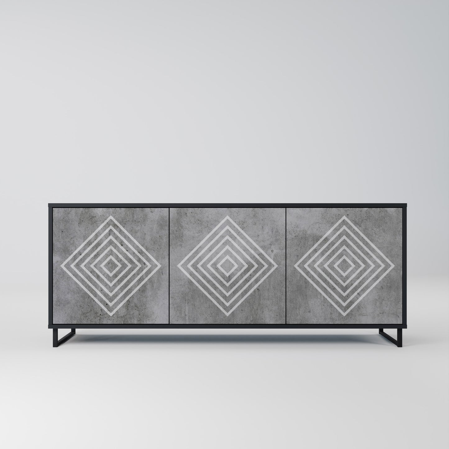 POLYGONAL ARTISTRY 3-dörrars skänk i svart finish