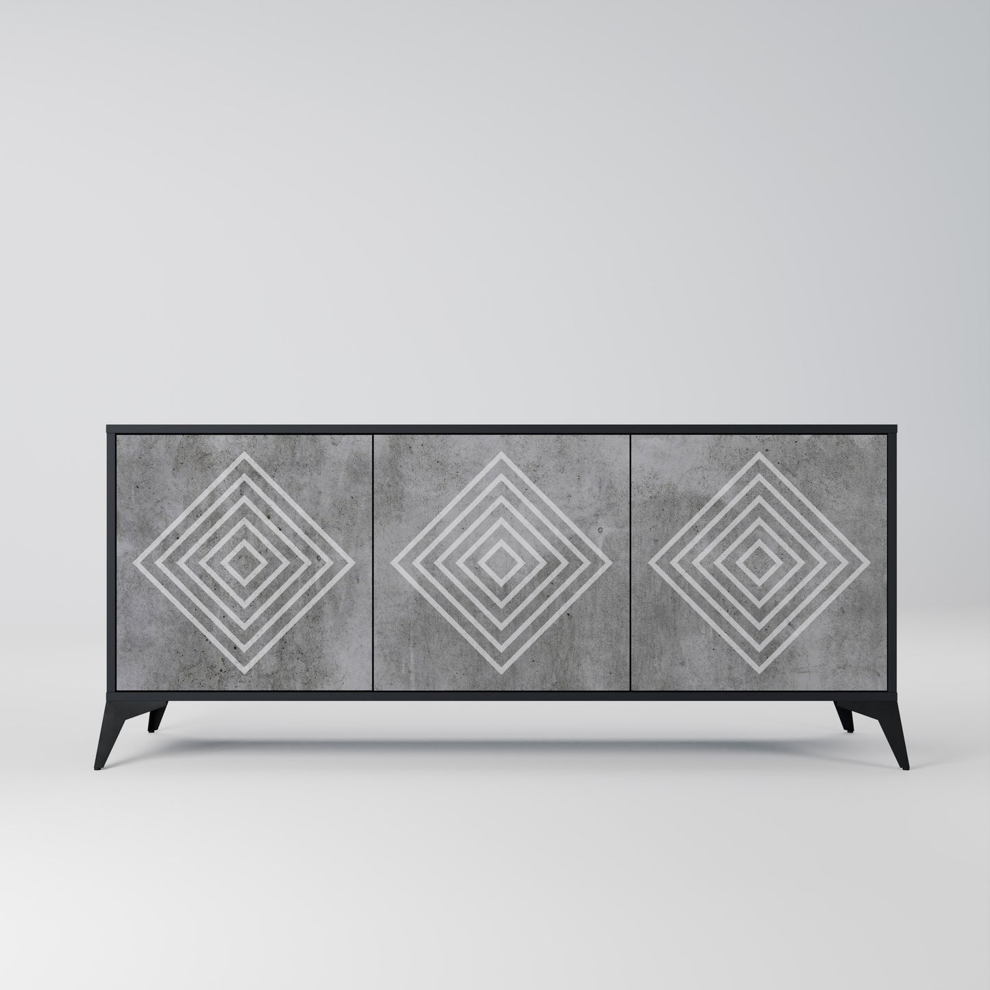 POLYGONAL ARTISTRY 3-dörrars skänk i svart finish