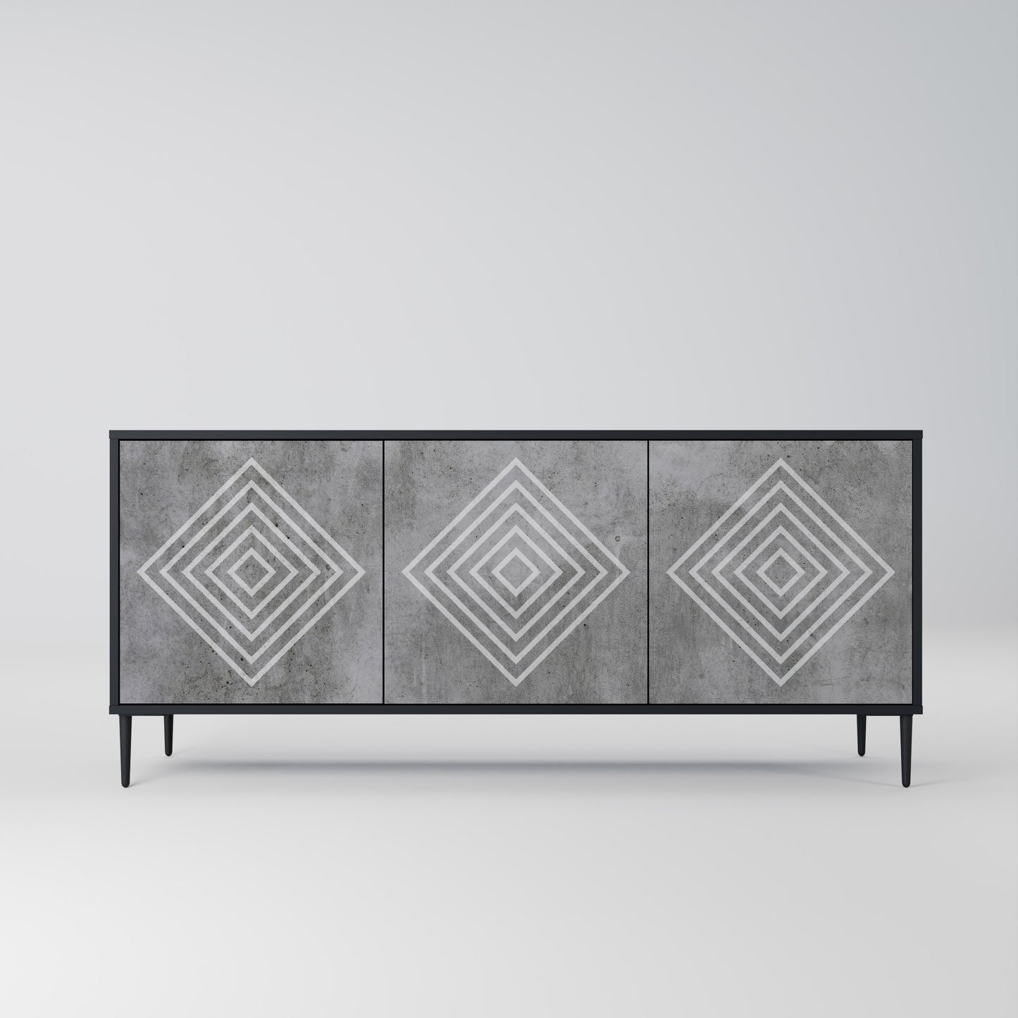 POLYGONAL ARTISTRY 3-dörrars skänk i svart finish