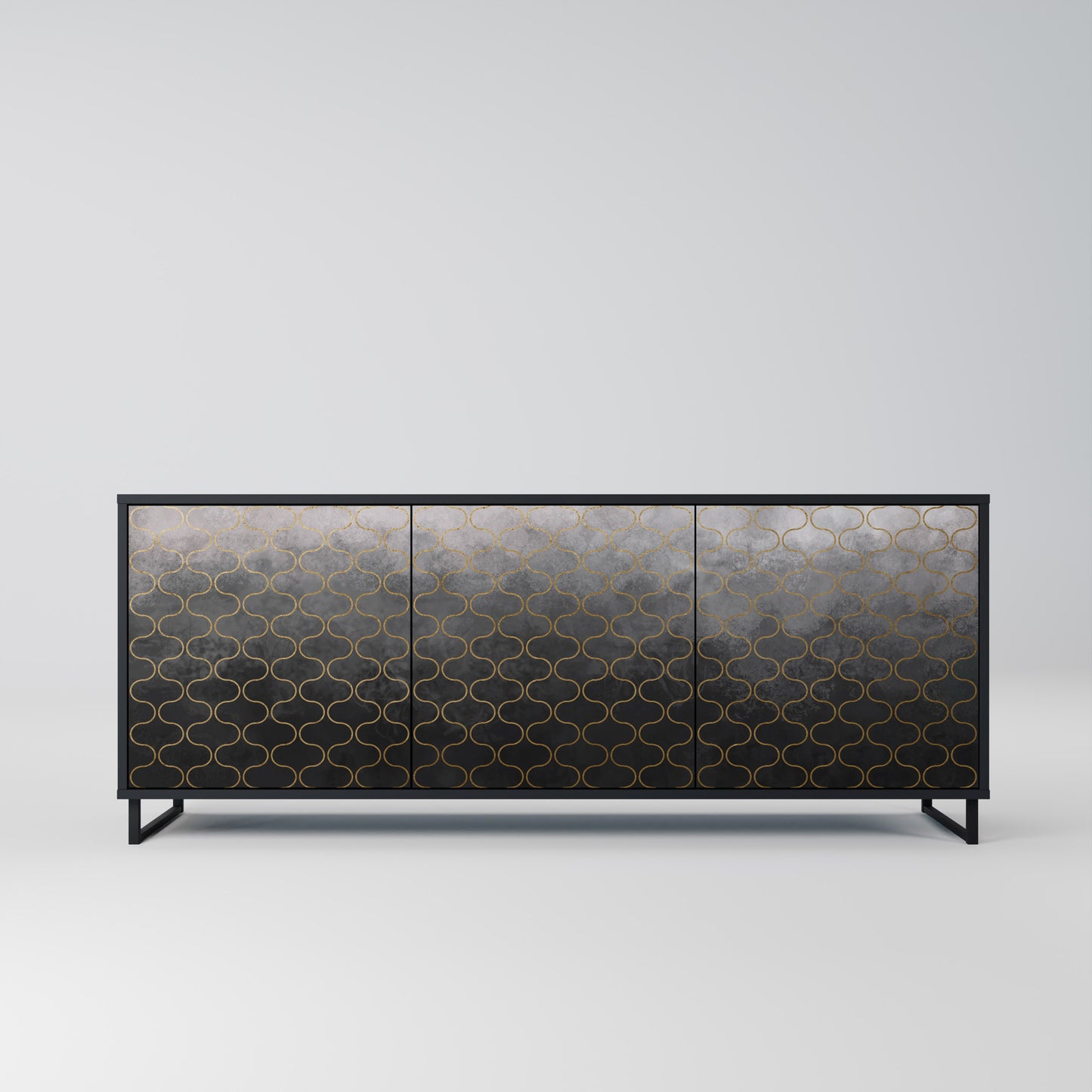 TESSELATED GRÅLIG 3-dörrars skänk i svart finish