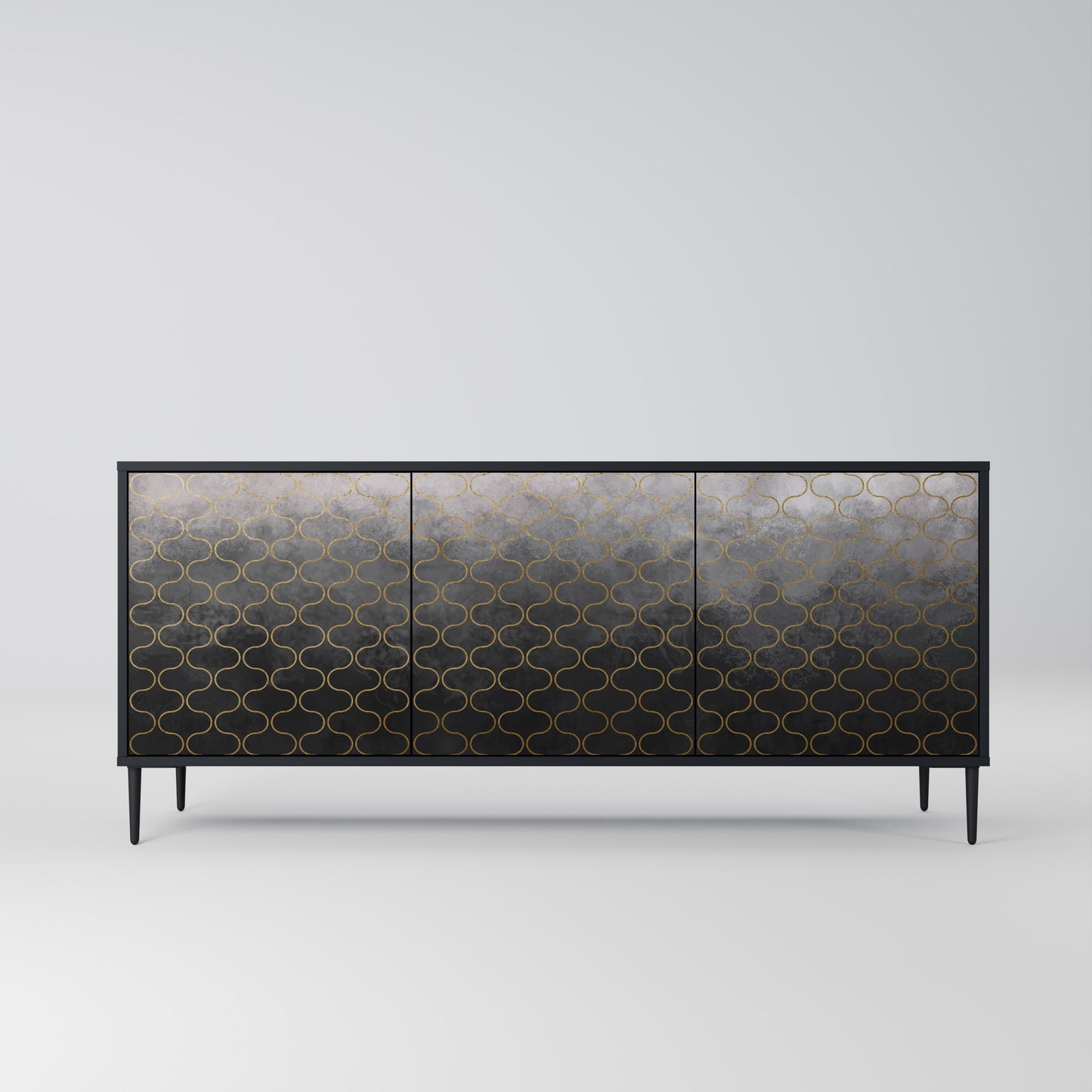 TESSELATED GRÅLIG 3-dörrars skänk i svart finish