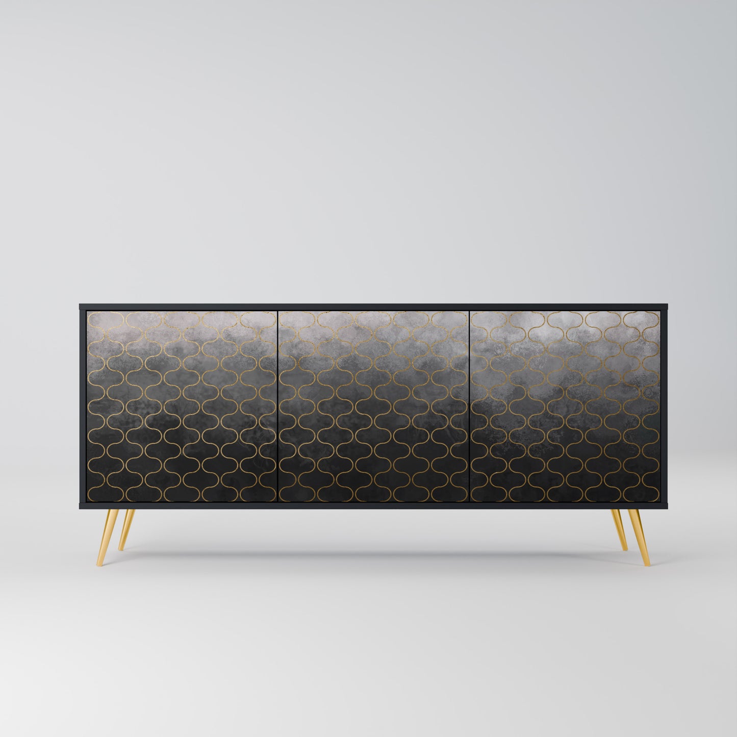 TESSELATED GRÅLIG 3-dörrars skänk i svart finish