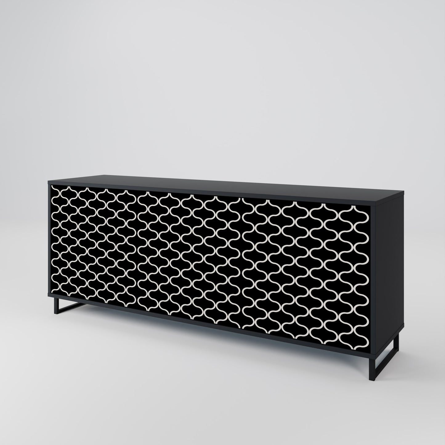 TESSELATED BLACKNESS 3-dörrars skänk i svart finish