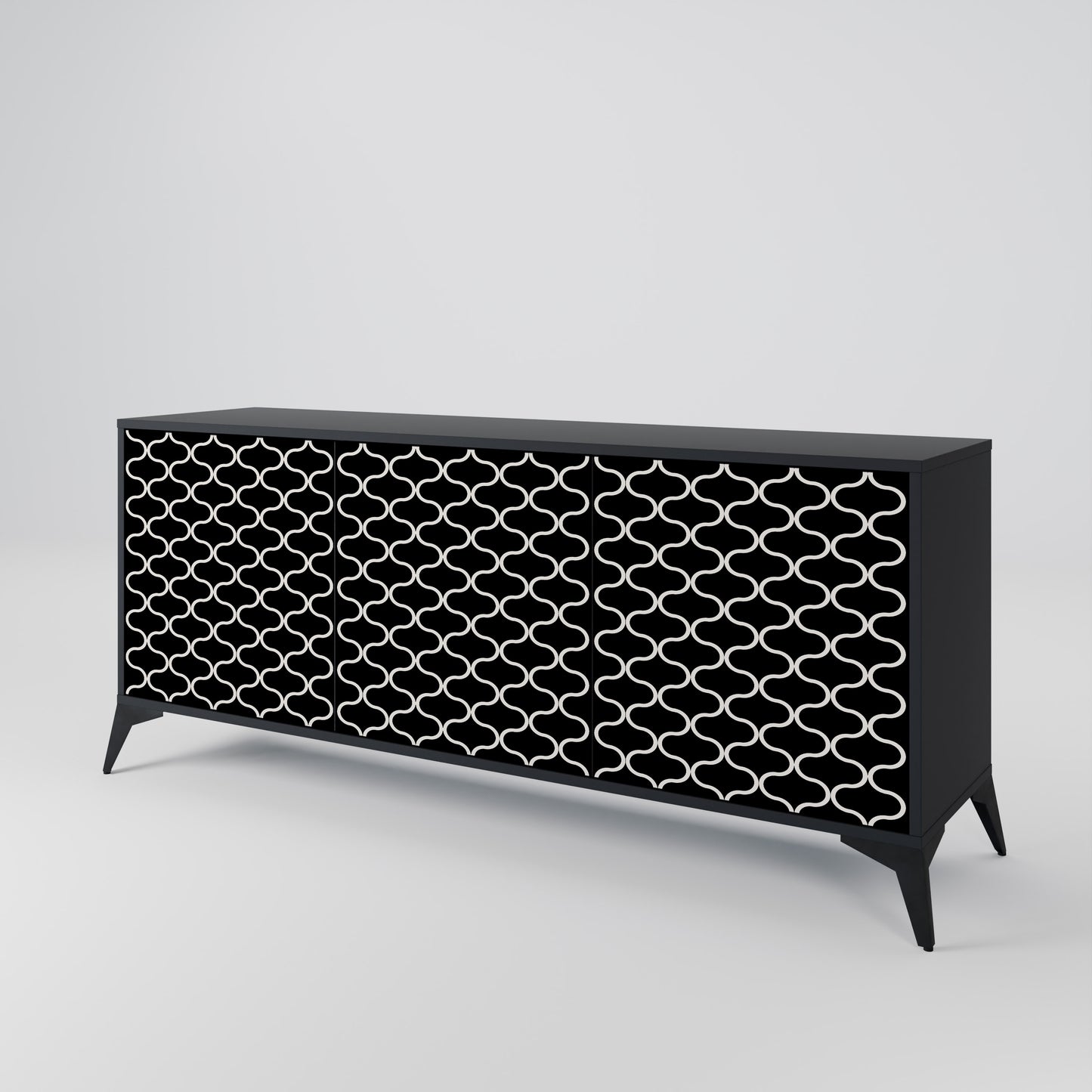 TESSELATED BLACKNESS 3-dörrars skänk i svart finish