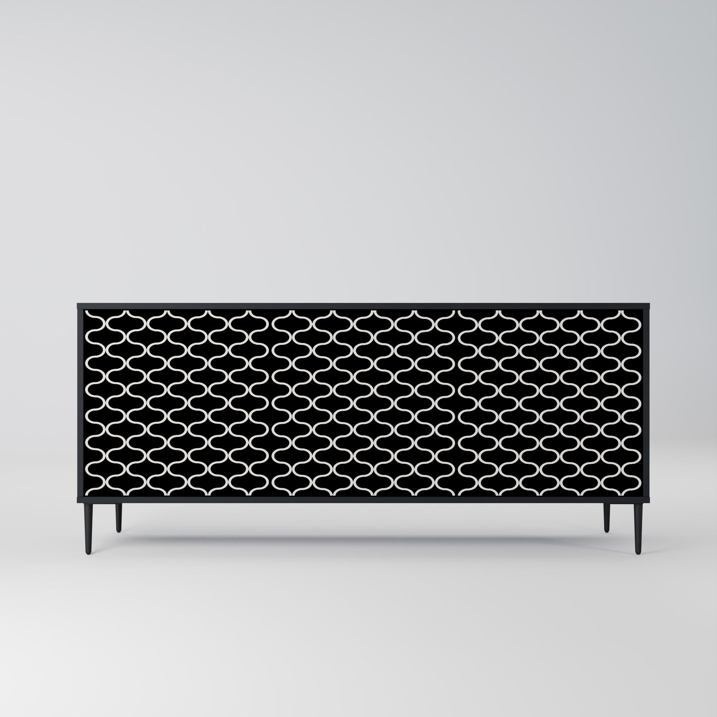 TESSELATED BLACKNESS 3-dörrars skänk i svart finish