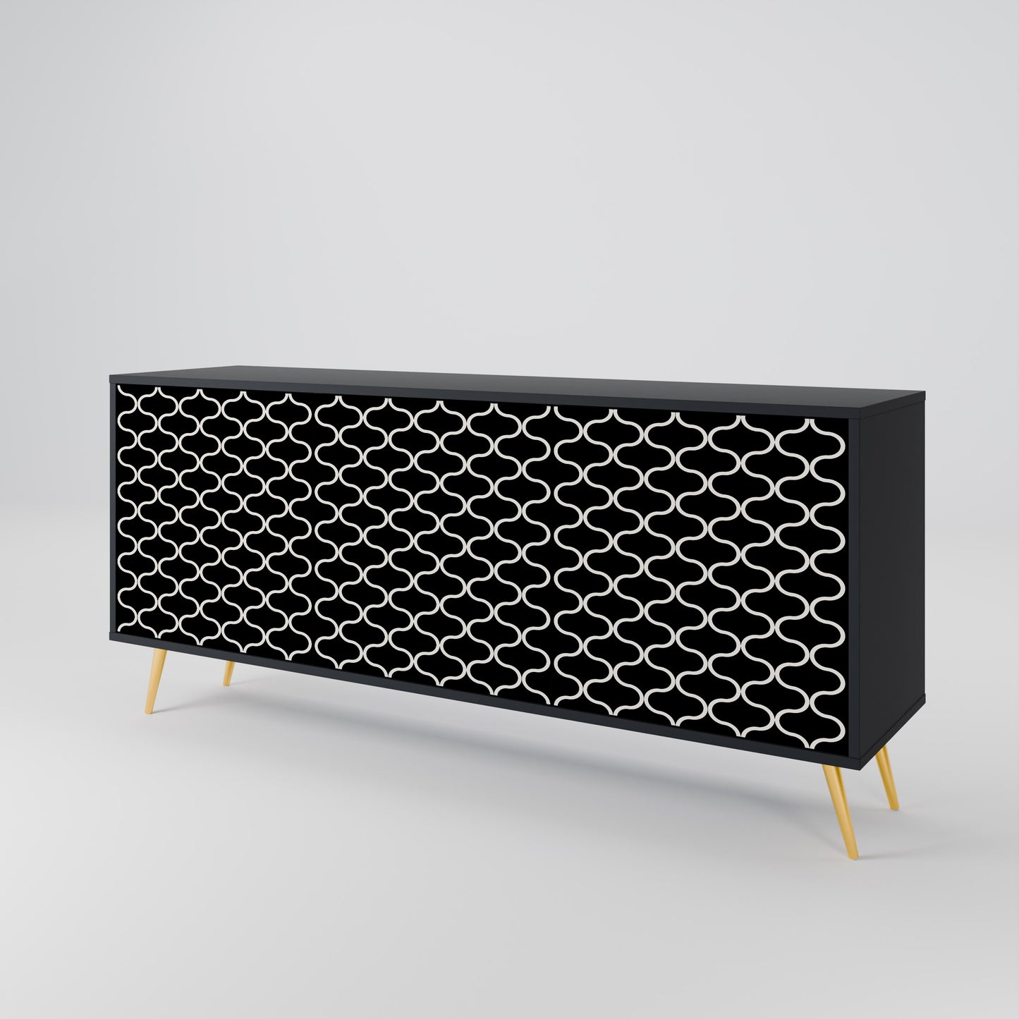 TESSELATED BLACKNESS 3-dörrars skänk i svart finish