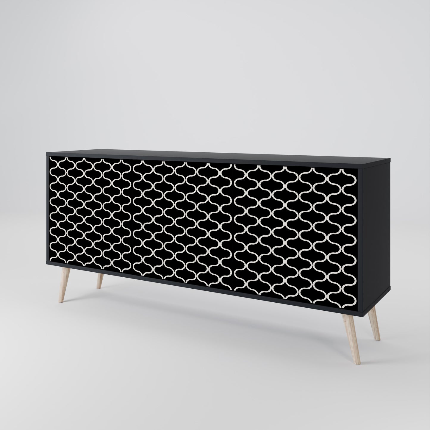 TESSELATED BLACKNESS 3-dörrars skänk i svart finish