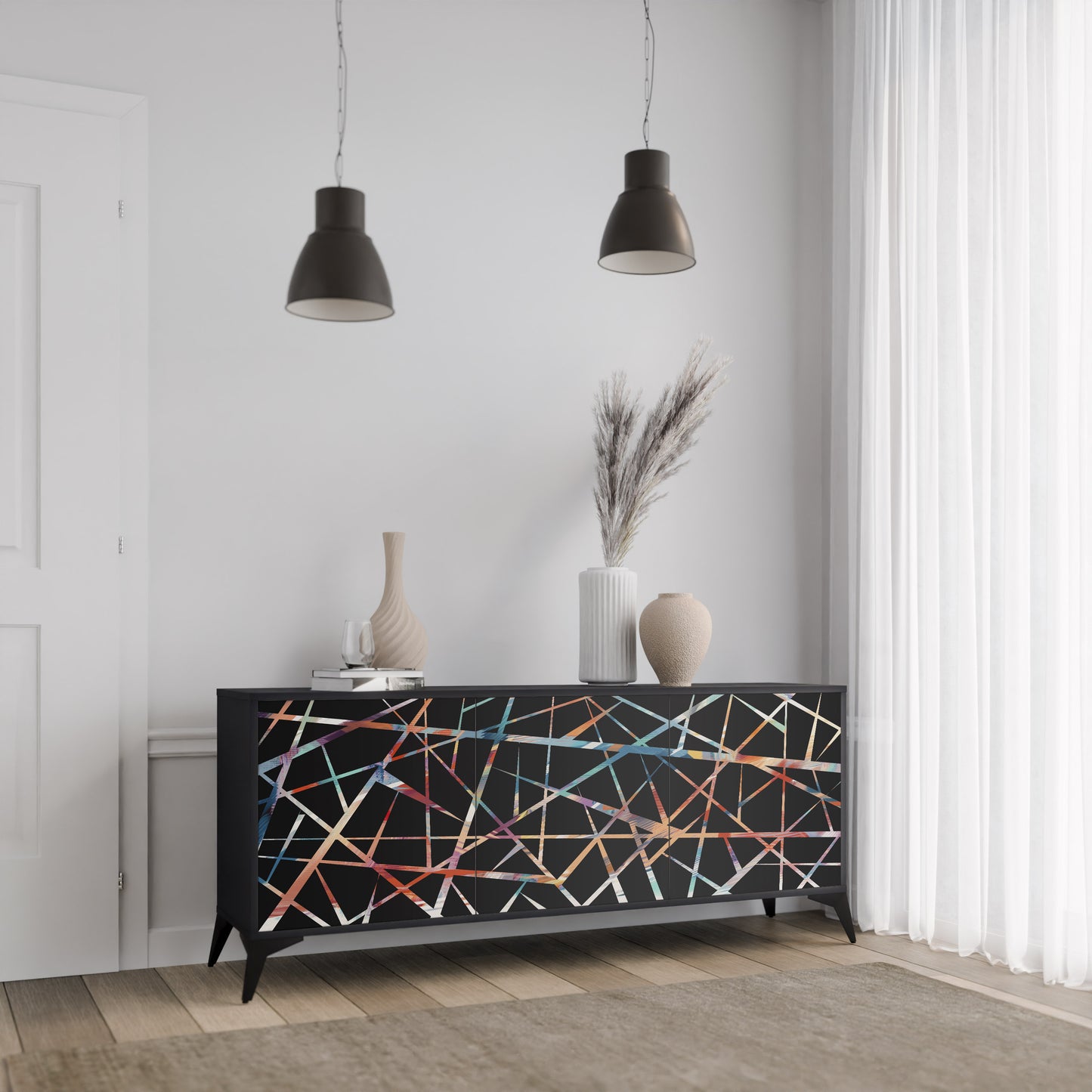 POLYGON VERVE 3-Door Sideboard in Black Finish