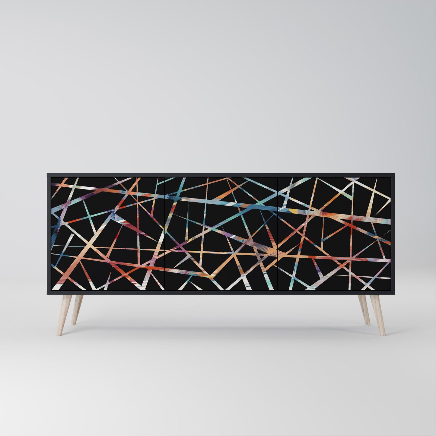 POLYGON VERVE 3-Door Sideboard in Black Finish