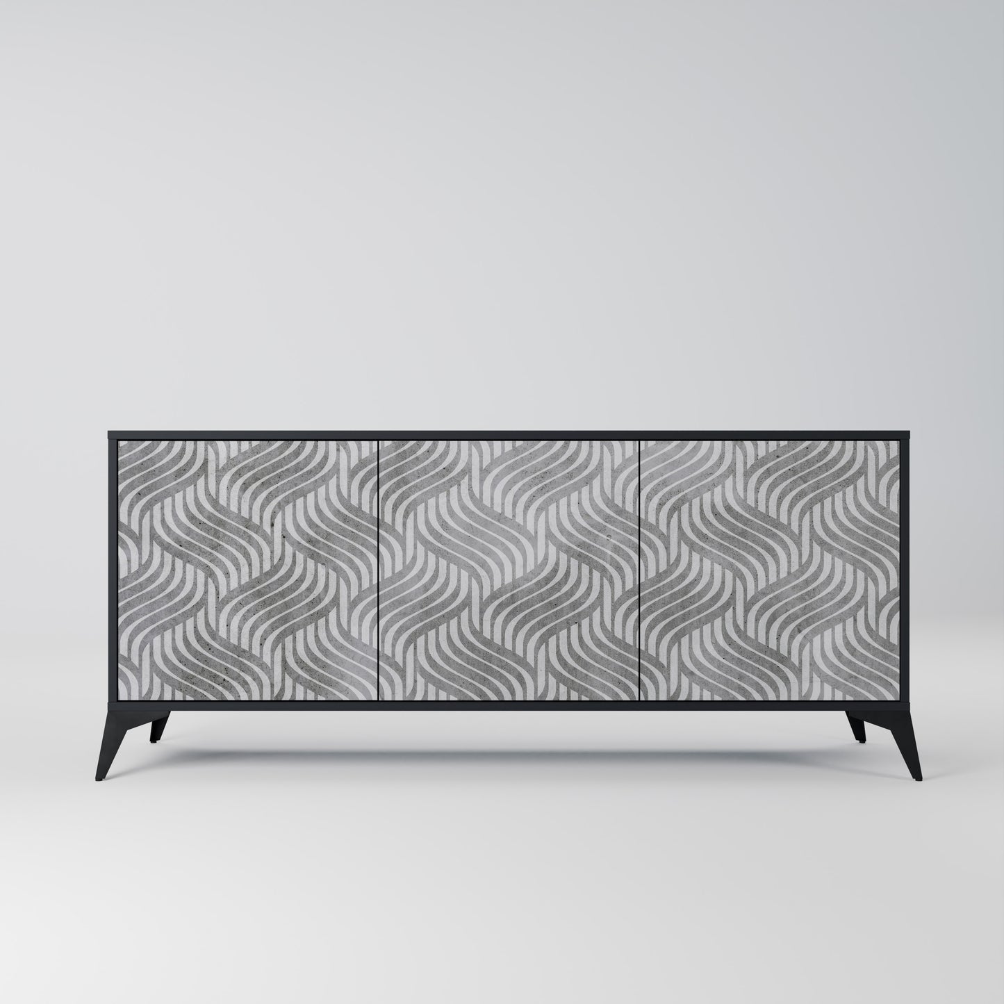 CONCRETE MOVEMENT 3-dörrars skänk i svart finish