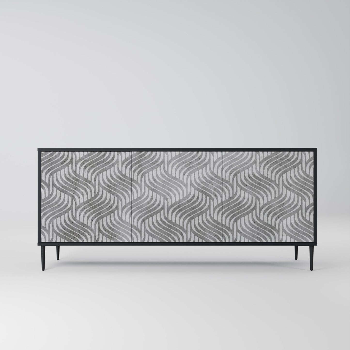 CONCRETE MOVEMENT 3-dörrars skänk i svart finish
