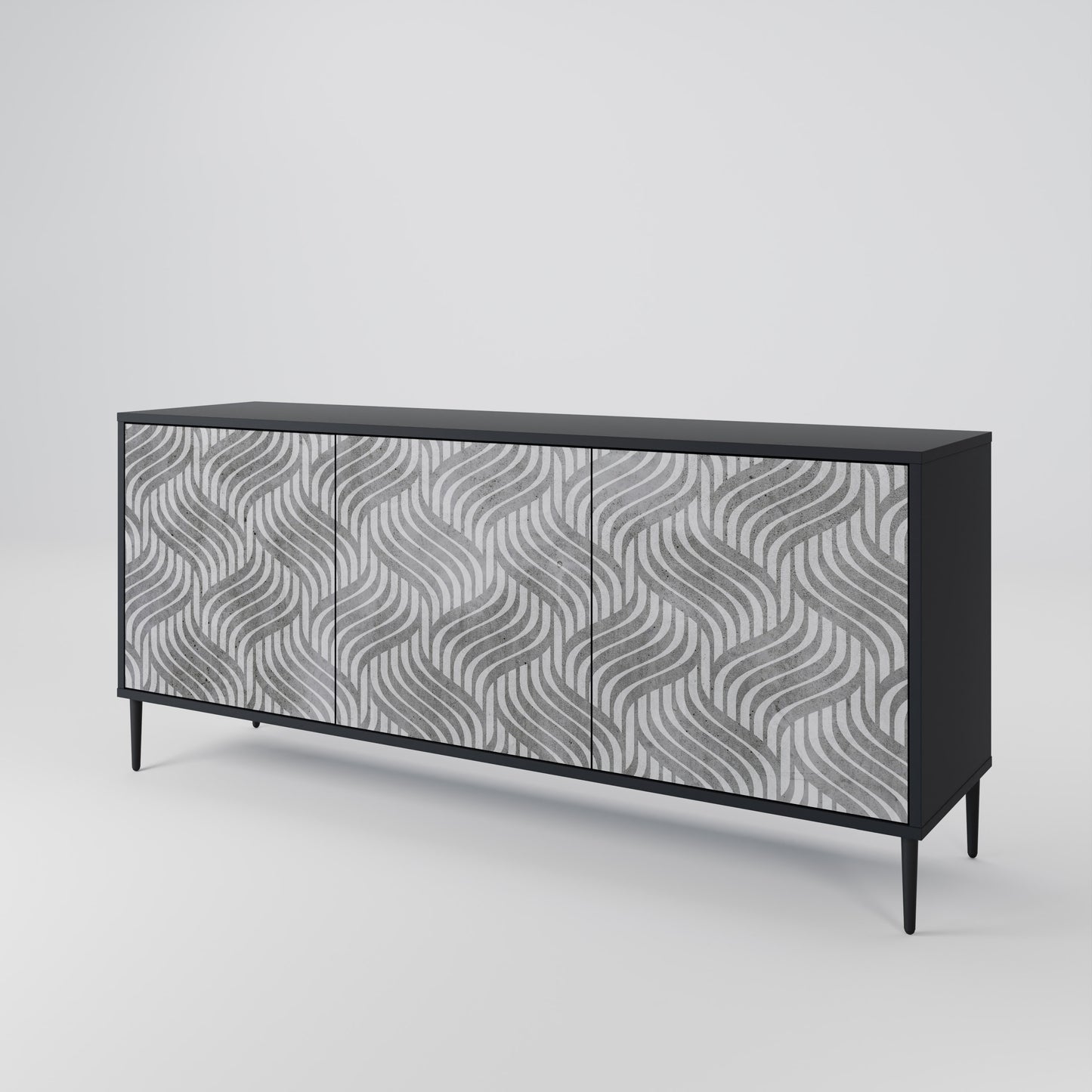 CONCRETE MOVEMENT 3-dörrars skänk i svart finish
