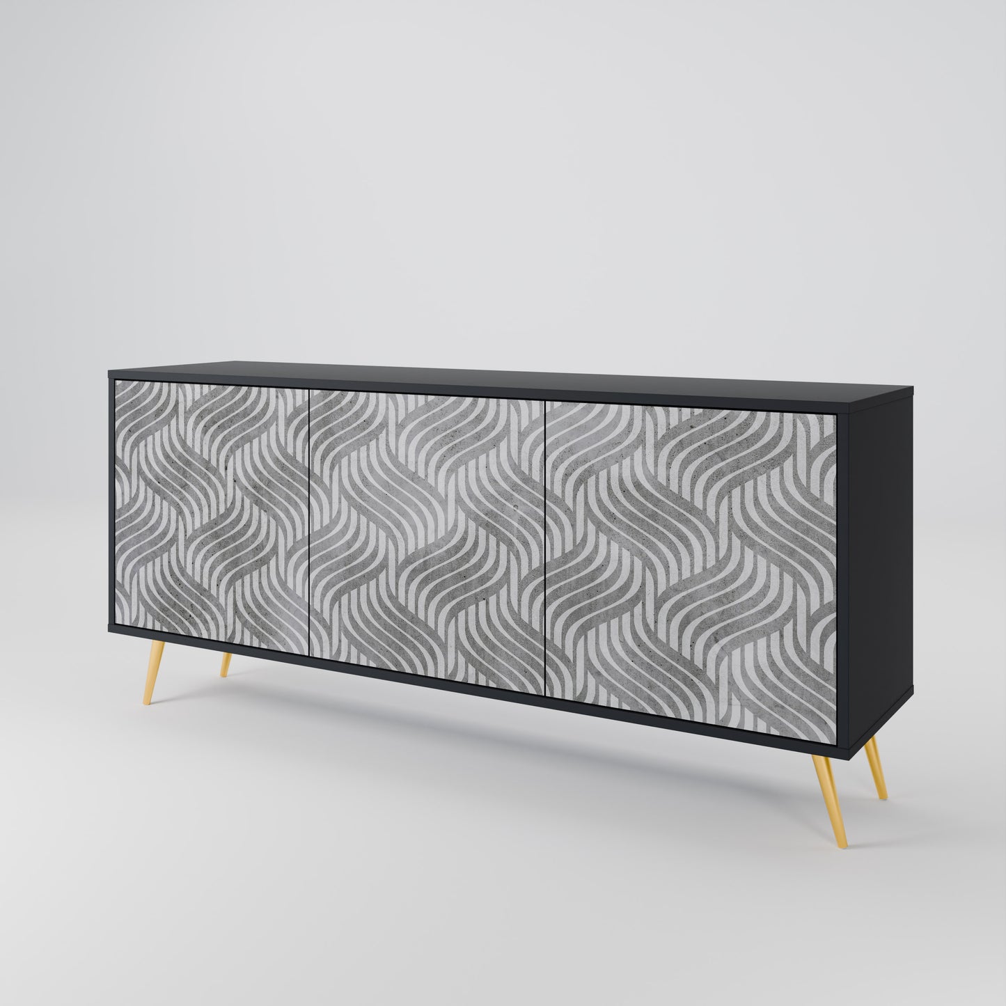 CONCRETE MOVEMENT 3-dörrars skänk i svart finish