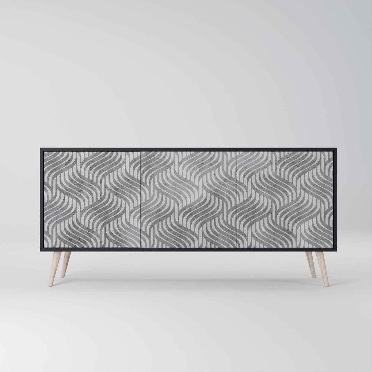 CONCRETE MOVEMENT 3-dörrars skänk i svart finish