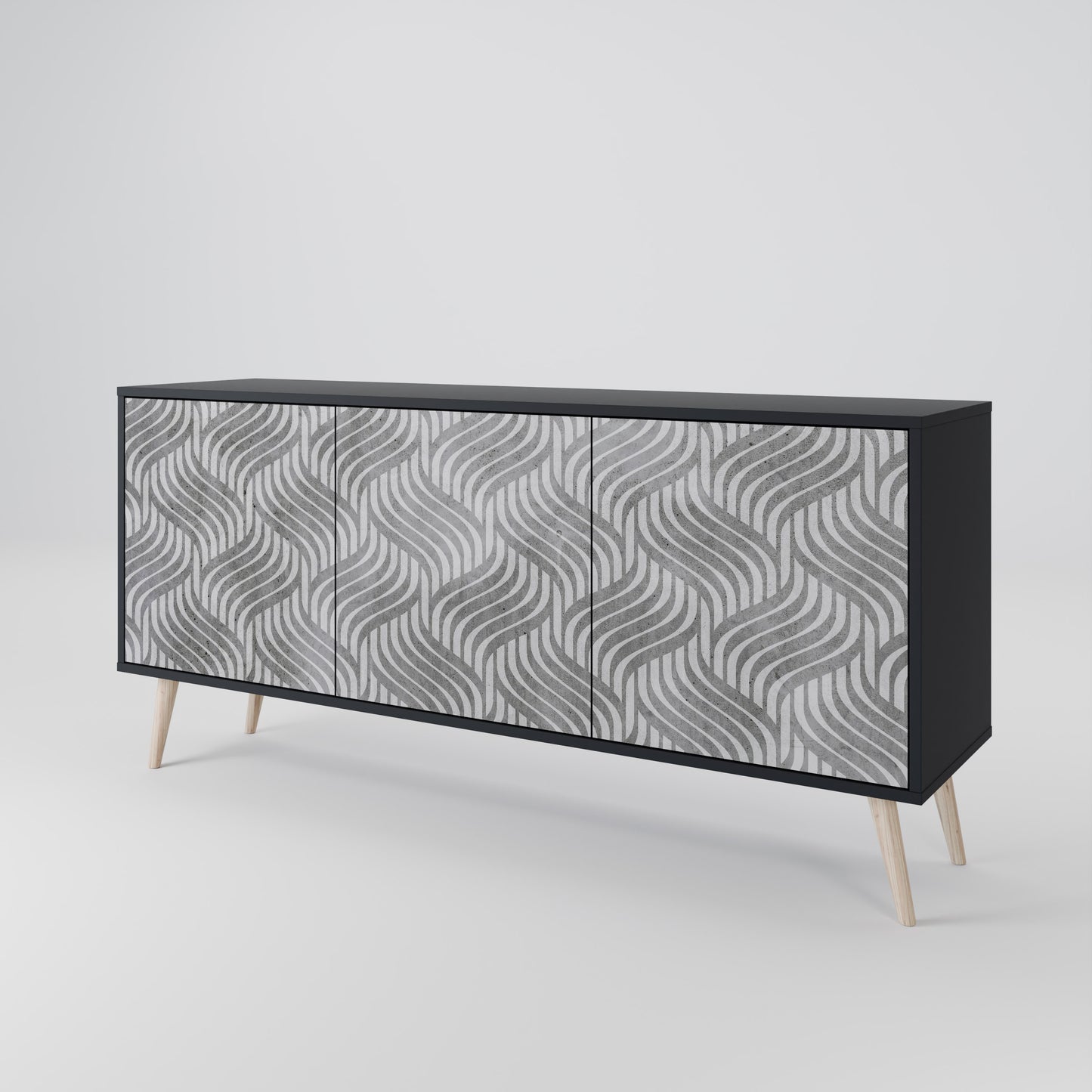 CONCRETE MOVEMENT 3-dörrars skänk i svart finish