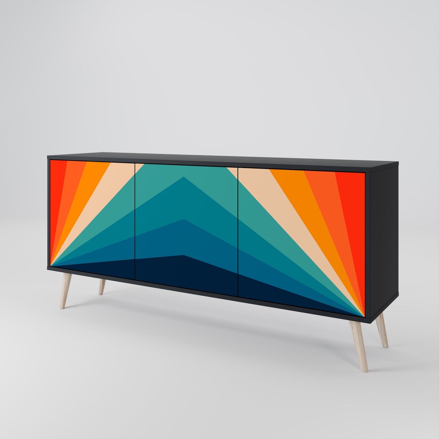 PRISM CONCUSSION 3-dörrars skänk i svart finish
