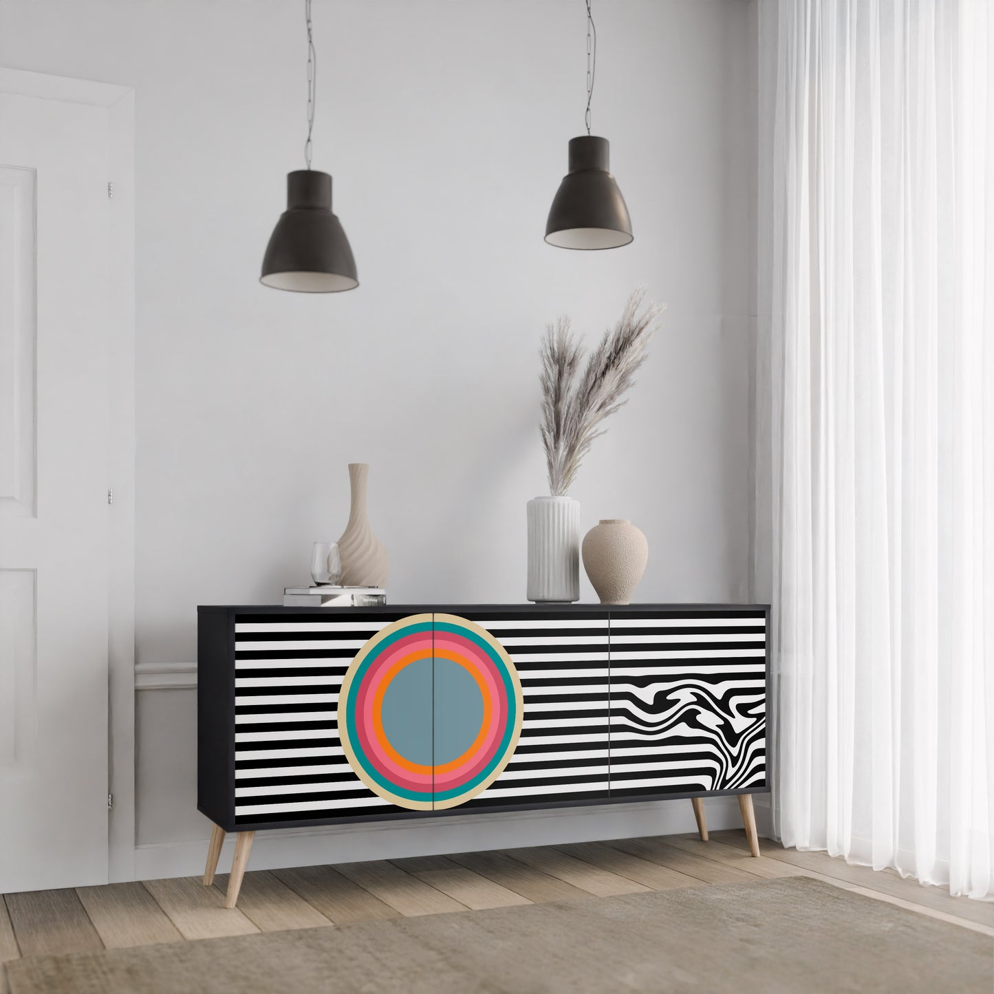 SPECTRA SHOWCASE 3-Door Sideboard in Black Finish