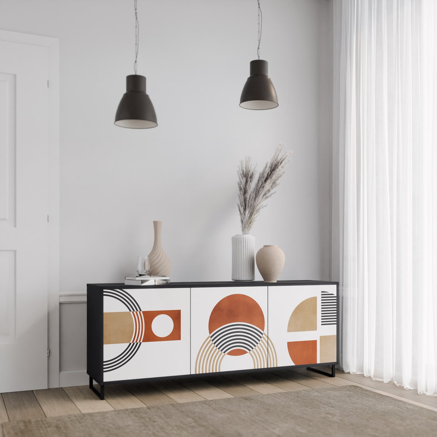 CIRCLE RHYTM 3-dörrars skänk i svart finish