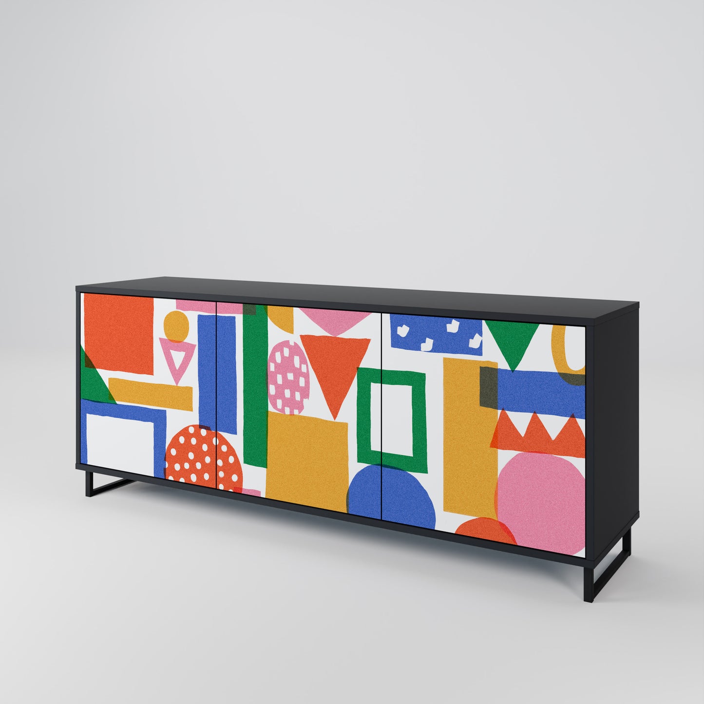 GEOMETRIC GLIMMER 3-dörrars skänk i svart finish