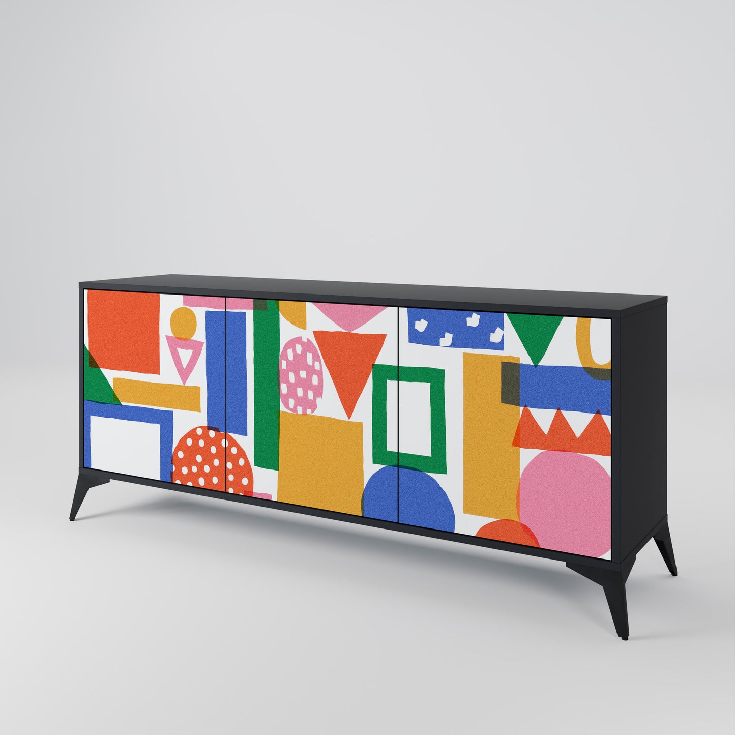 GEOMETRIC GLIMMER 3-dörrars skänk i svart finish