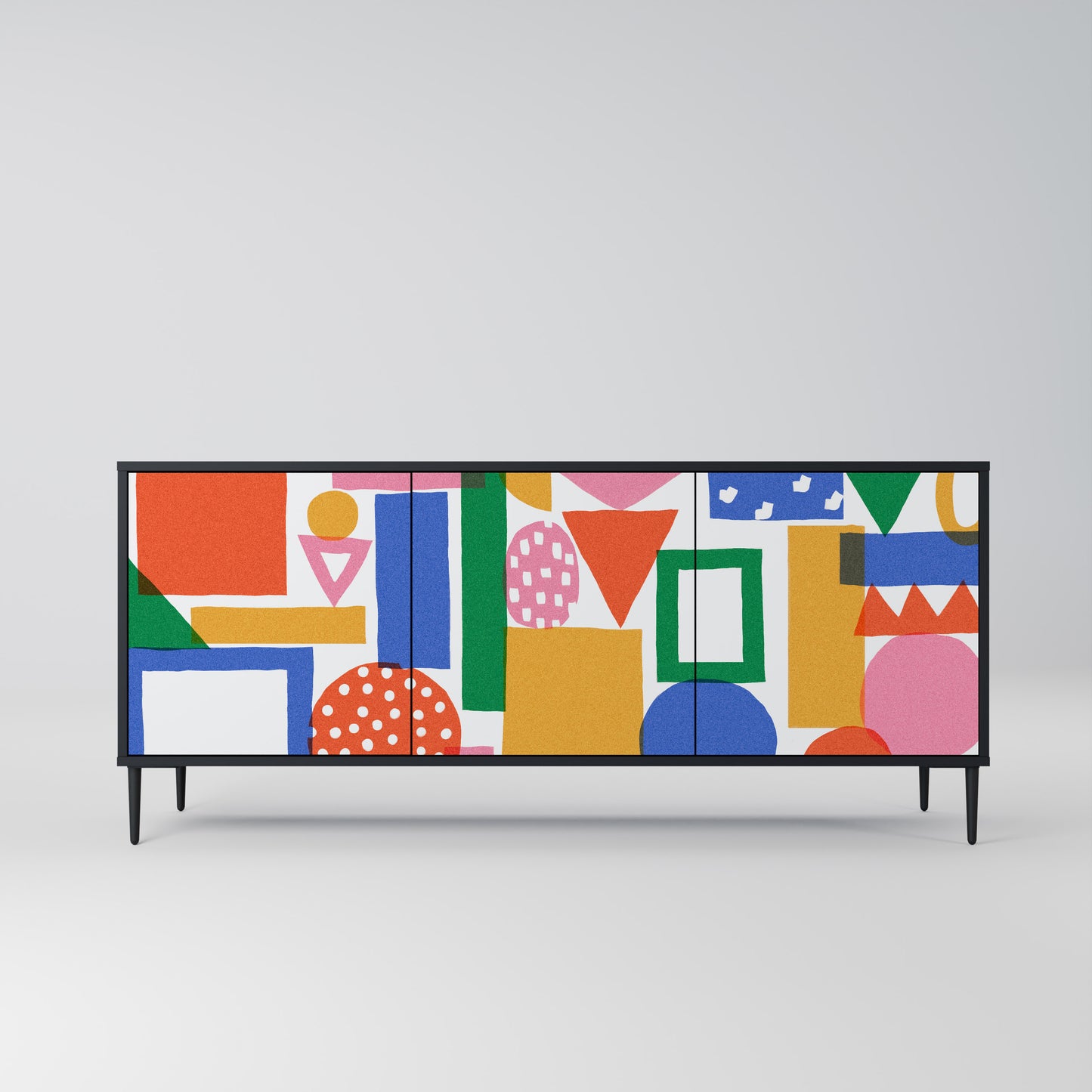 GEOMETRIC GLIMMER 3-dörrars skänk i svart finish