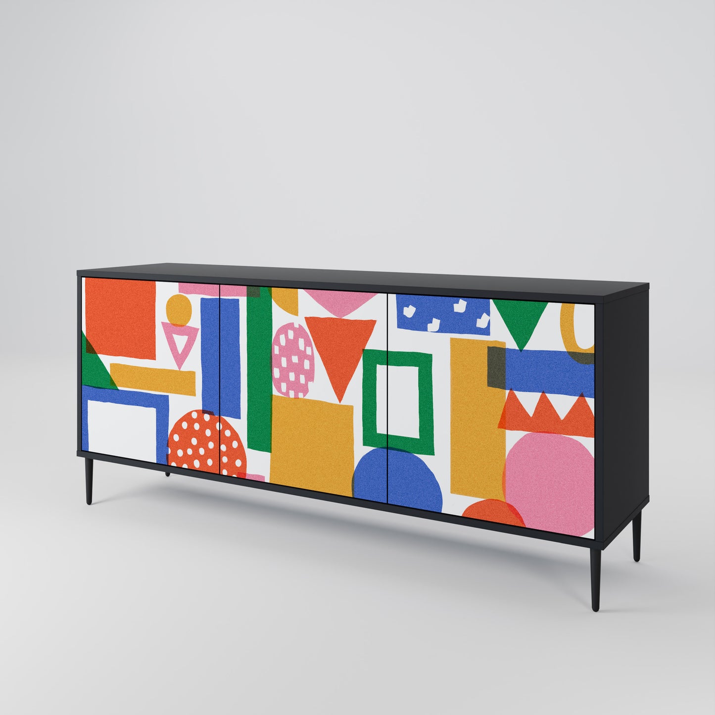 GEOMETRIC GLIMMER 3-dörrars skänk i svart finish