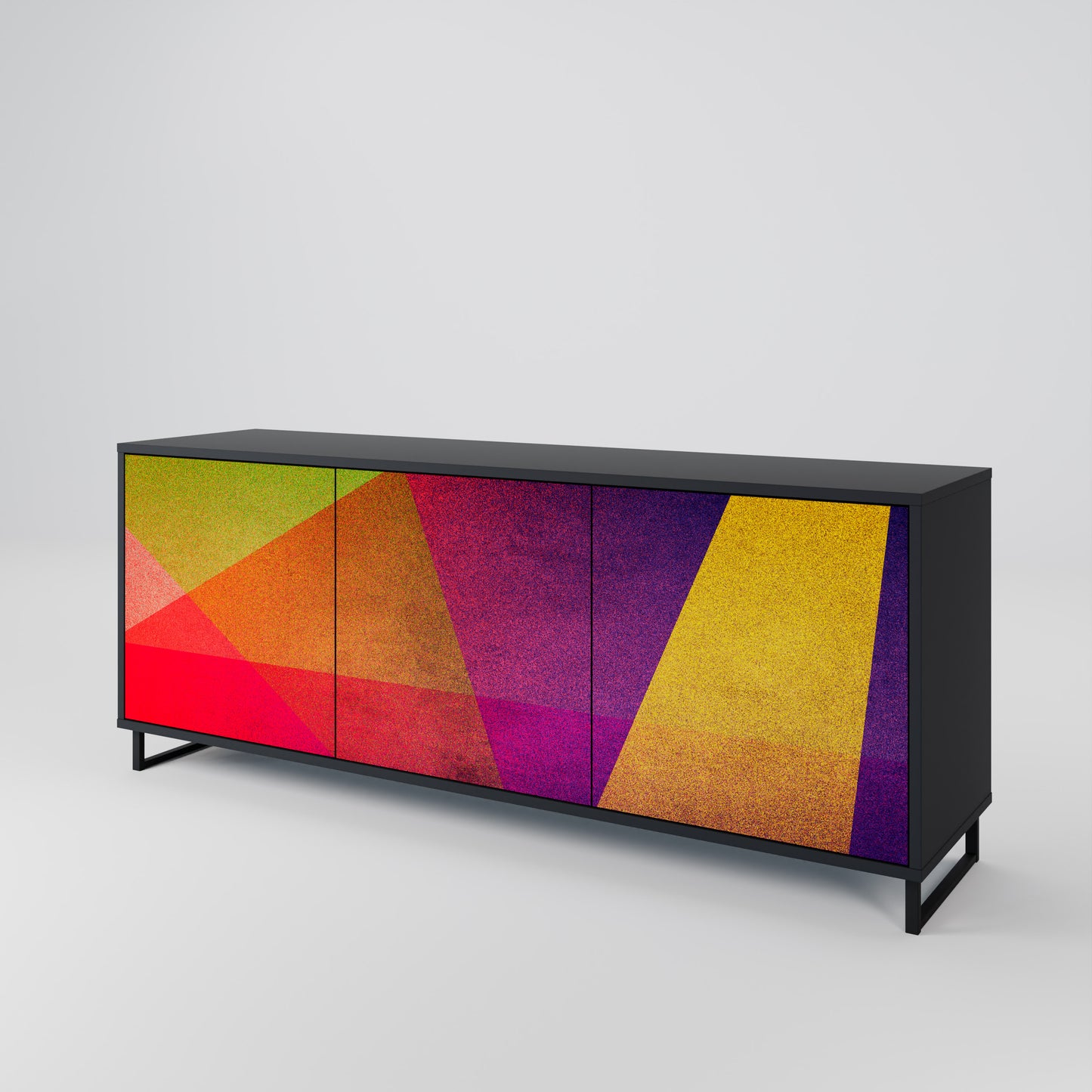 VIVID GEOMETRY 3-dörrars skänk i svart finish