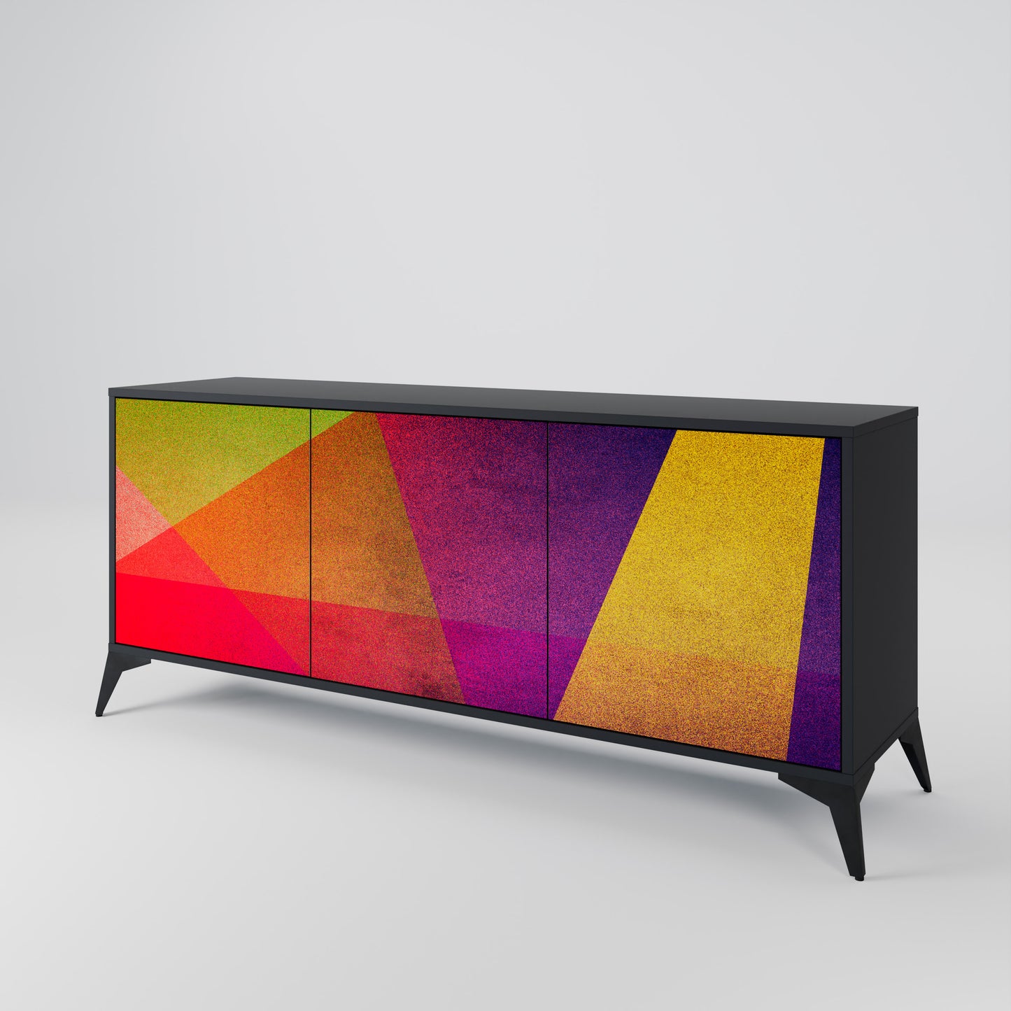 VIVID GEOMETRY 3-dörrars skänk i svart finish