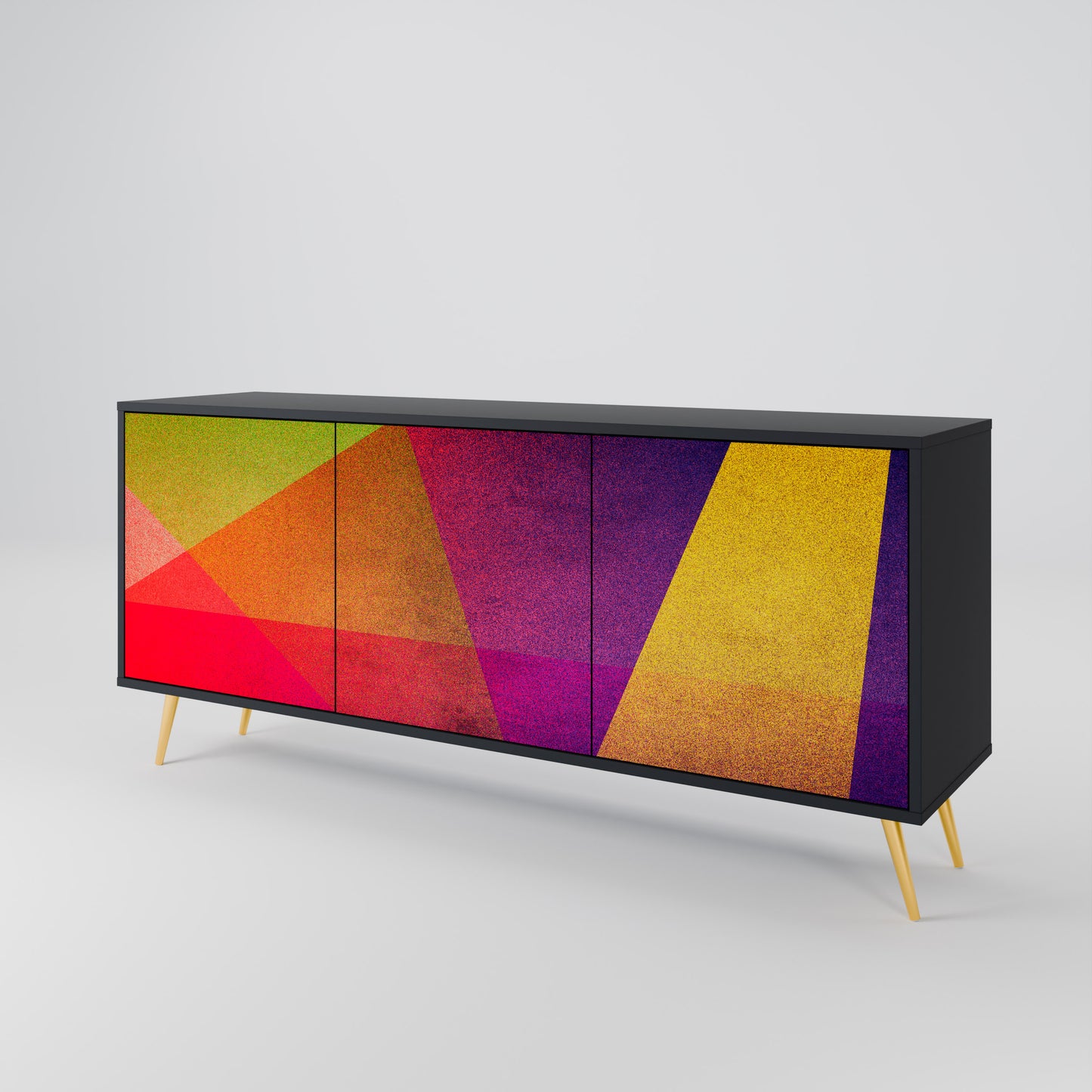 VIVID GEOMETRY 3-dörrars skänk i svart finish