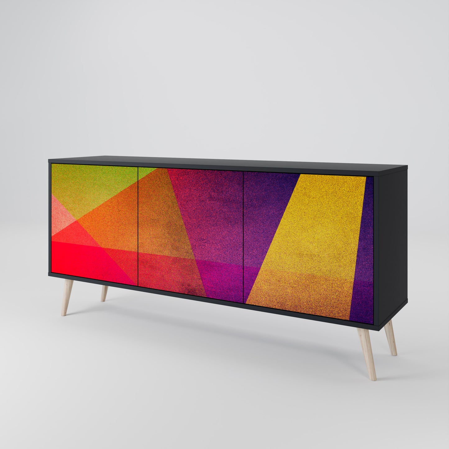 VIVID GEOMETRY 3-dörrars skänk i svart finish