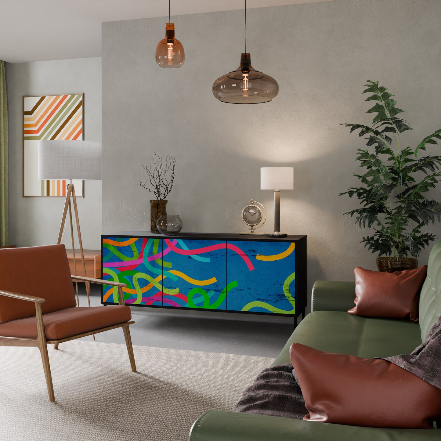 STREAMER TANGLE 3-Door Sideboard in Black Finish